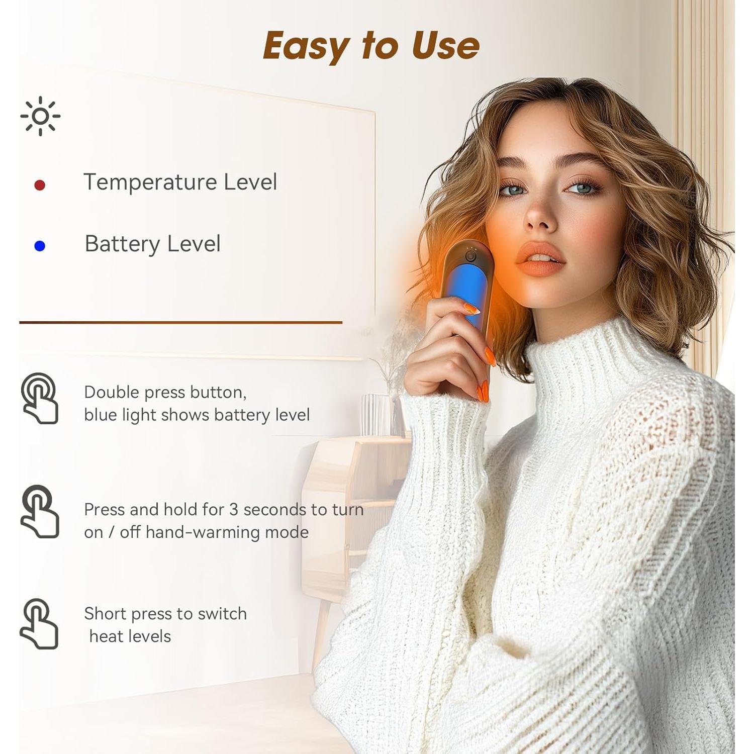 Calentadores de Manos Recargables TempBliss N6 - 10000mAh, 2 Pzs