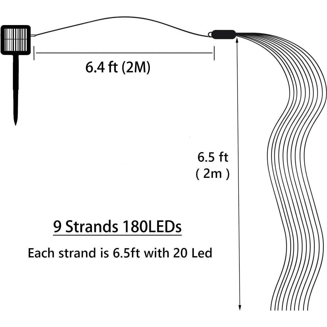Luces de Hadas Solares Soltuus 180 LEDs 2m Blanco Cálido