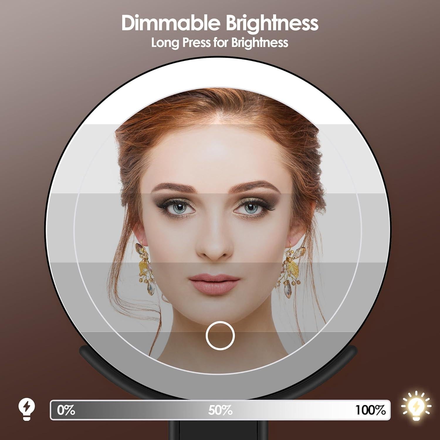 Espejo de Aumento MIYADIVA 30X/1X con Luz Táctil Plegable Negro