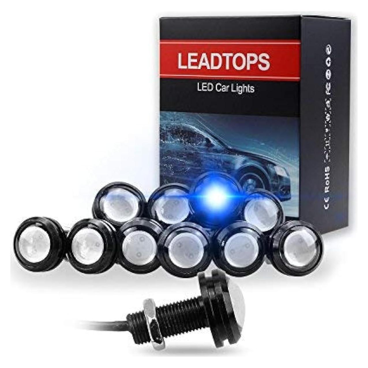 Bombillas LED Ojo de Águila LEADTOPS 10Pcs 18mm 12V Azul