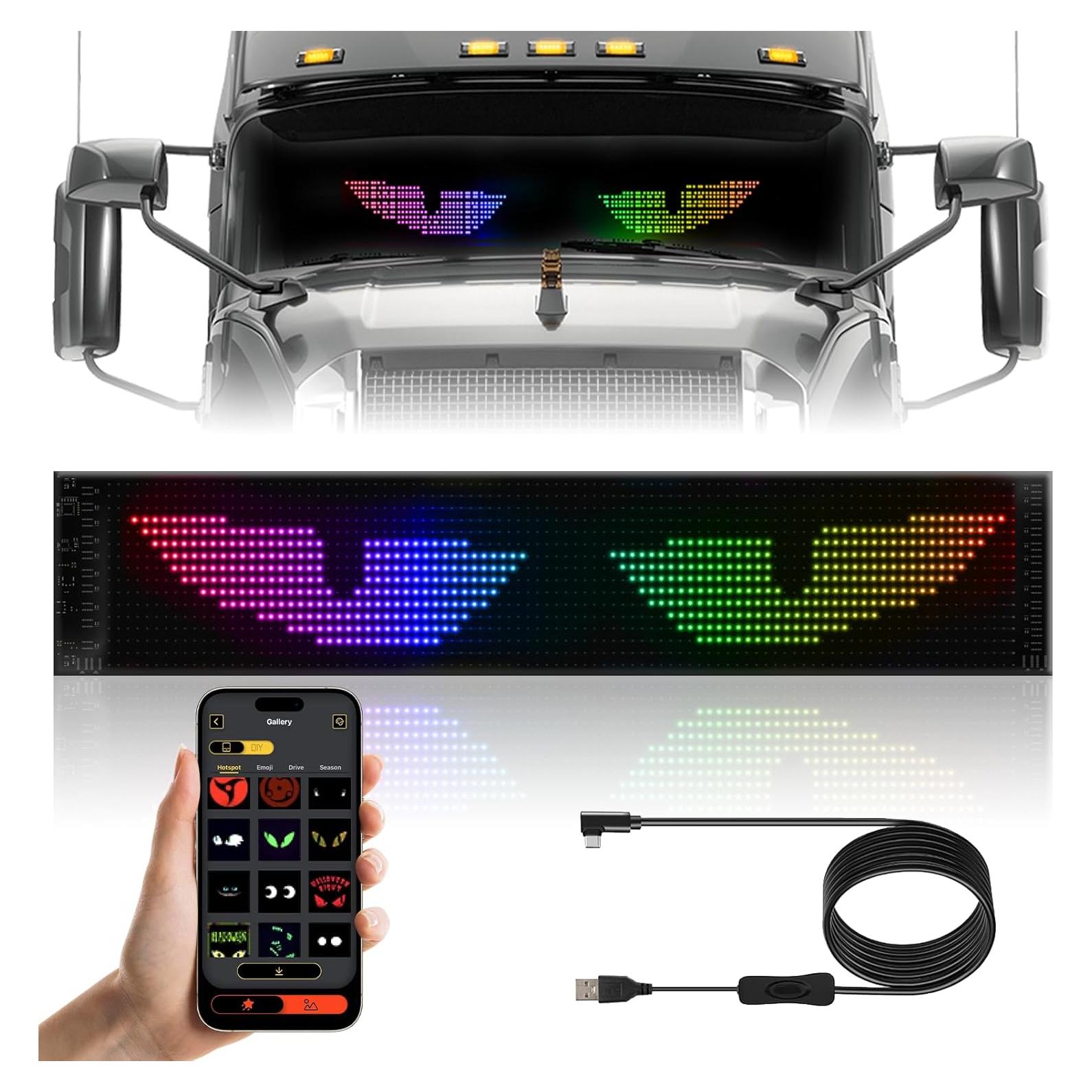 Ojos Demoníacos LED VNHLOVO para Parabrisas de Camión 37.4x9.2cm