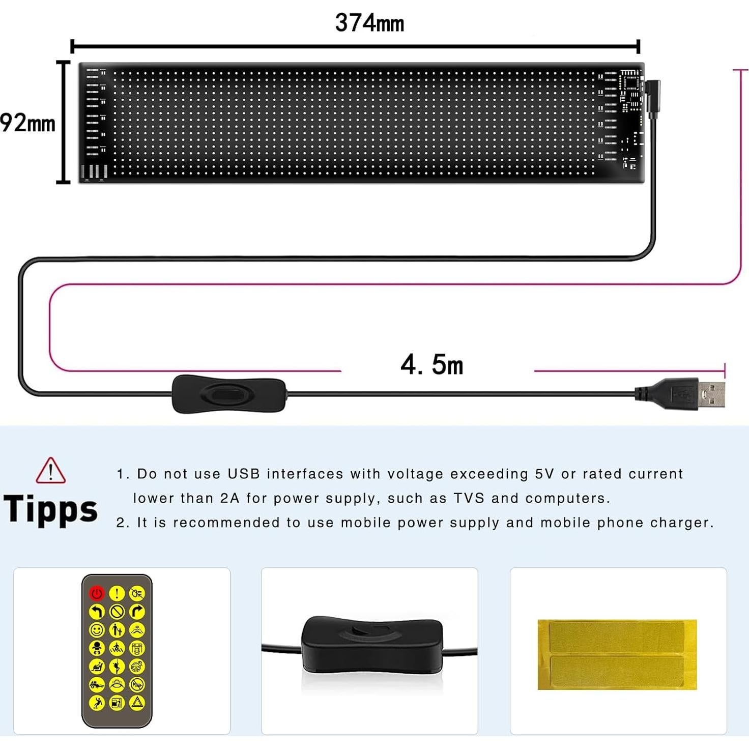 Ojos Demoníacos LED VNHLOVO para Parabrisas de Camión 37.4x9.2cm