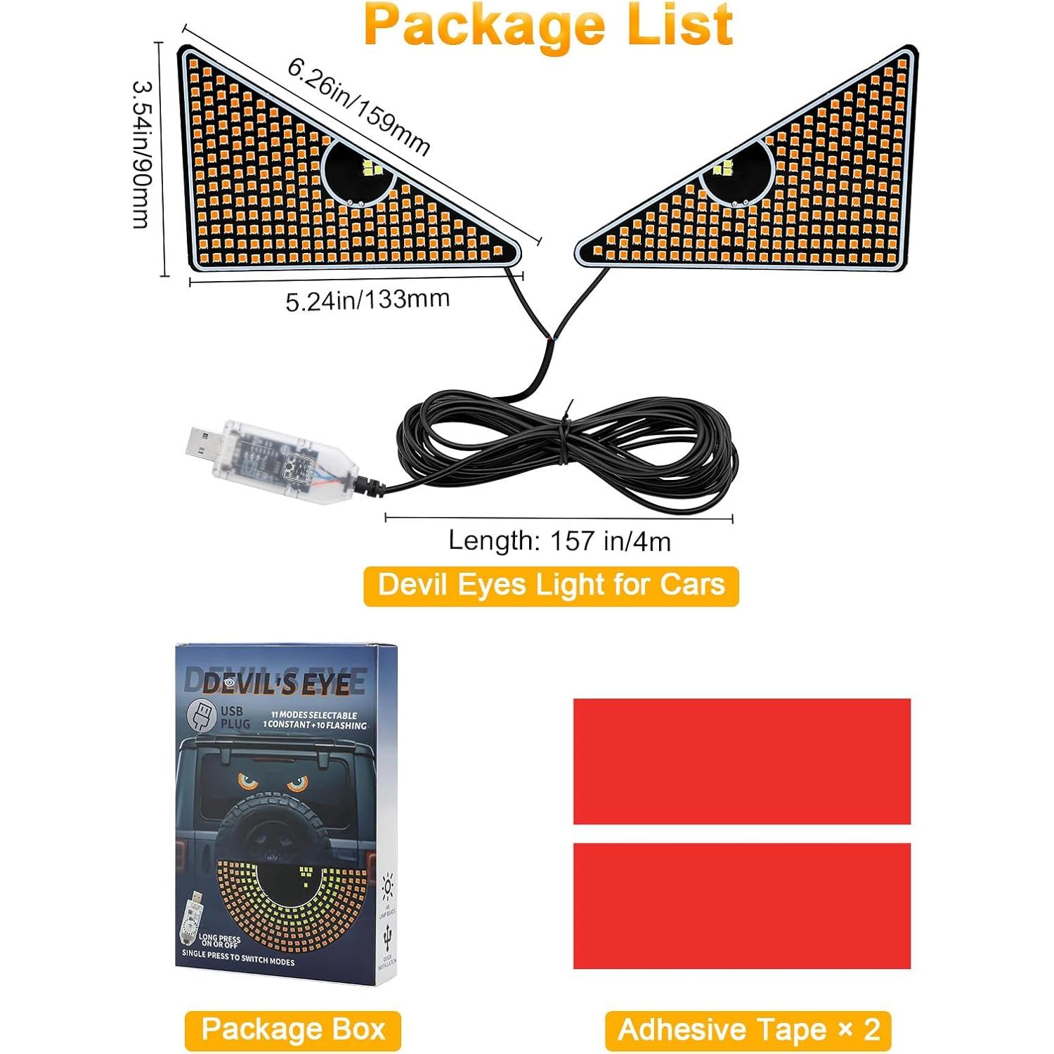 Luz LED Ojos de Diablo PIFOOG para Parabrisas de Coche USB