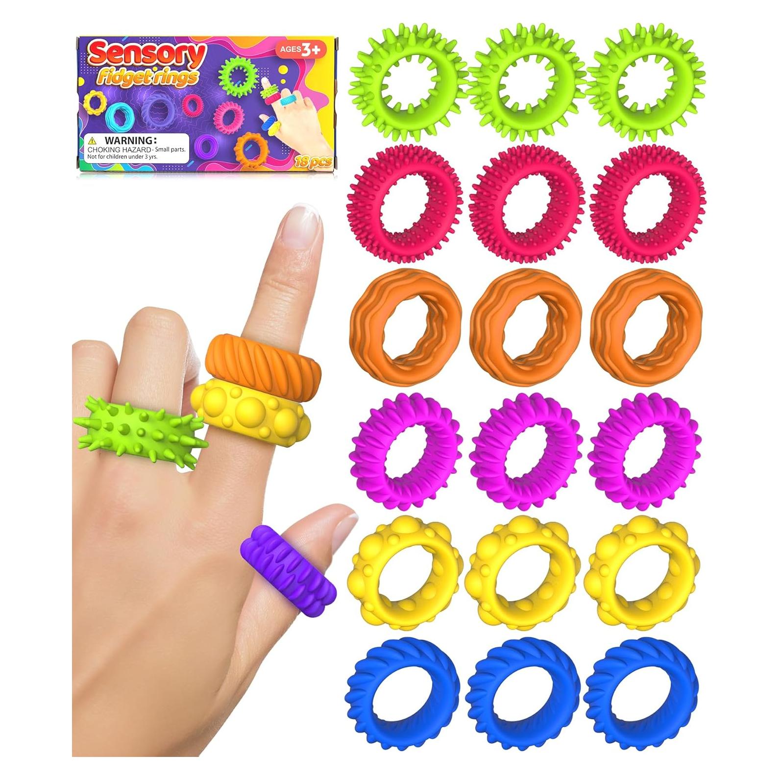 Anillos Sensoriales Antiestrés KLT - Paquete de 18 Piezas