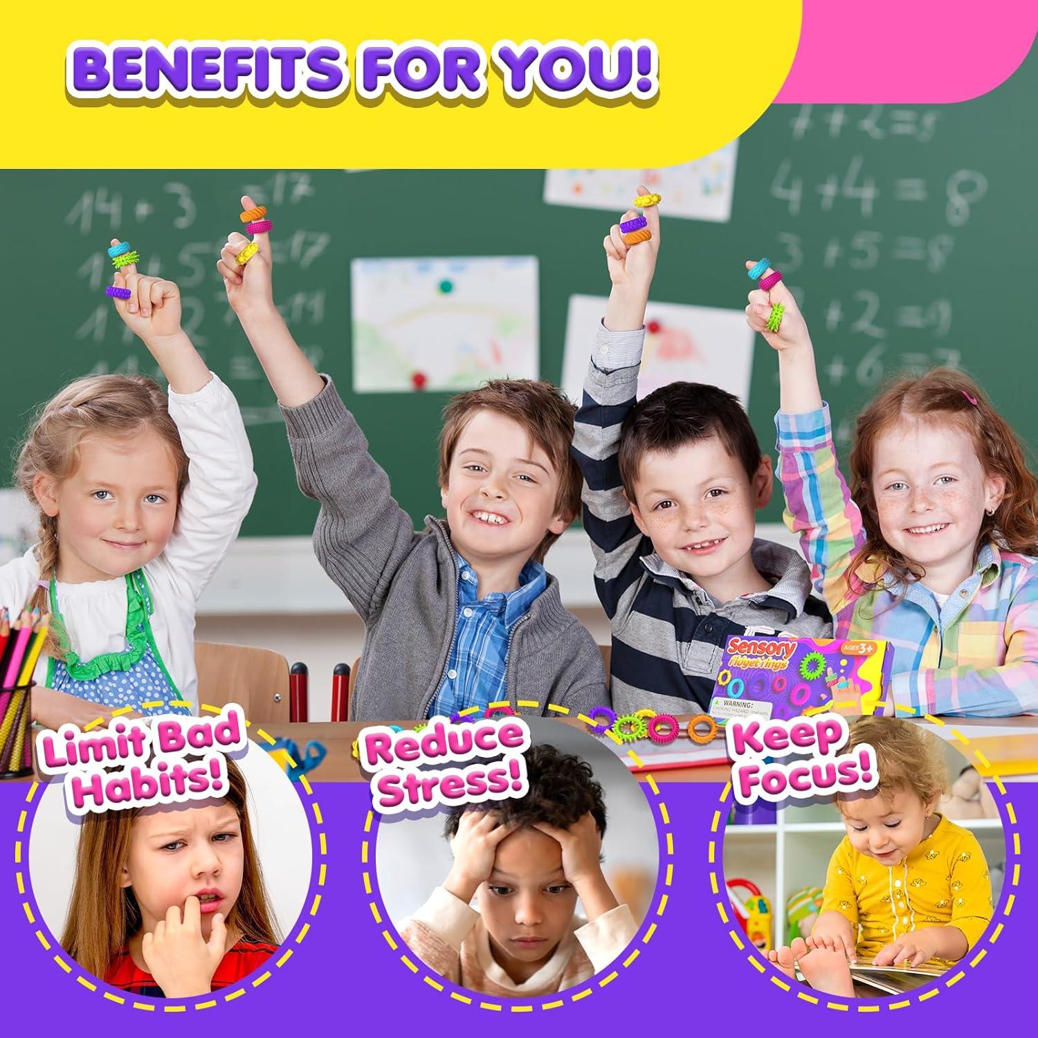 Anillos Sensoriales Antiestrés KLT - Paquete de 18 Piezas