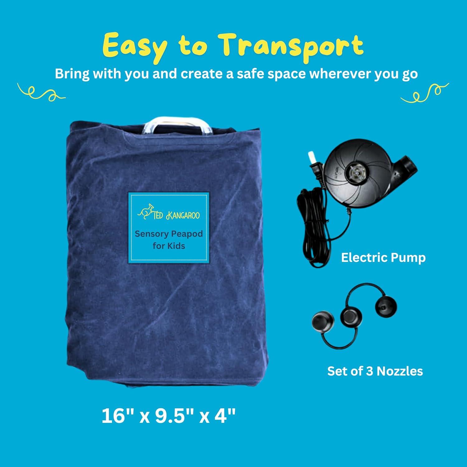 Silla Sensorial Inflable Azul TED KANGAROO con Bomba de Aire