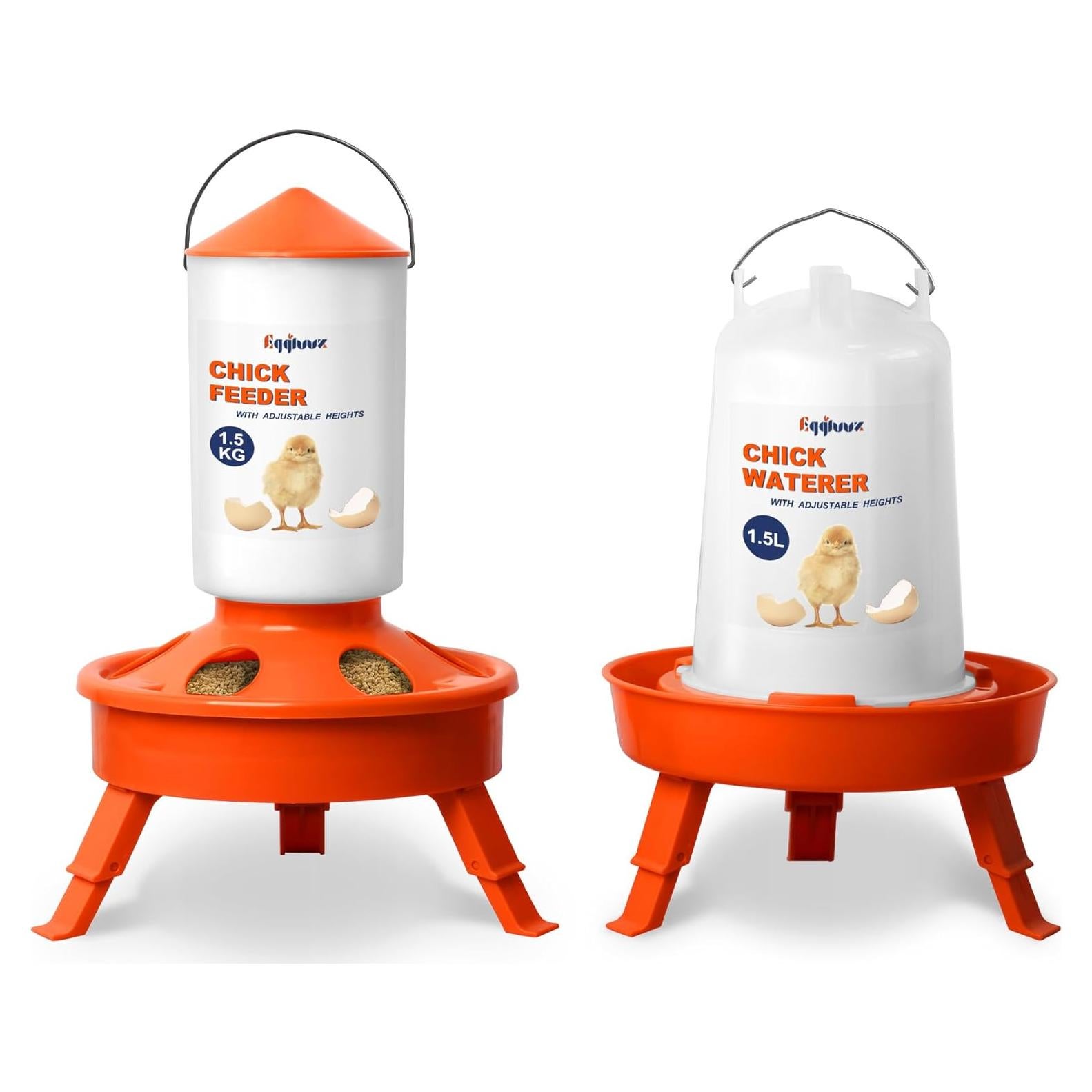 Kit Alimentador y Bebedero Pollitos Eggluuz 1.5L 1.5kg Ajustable