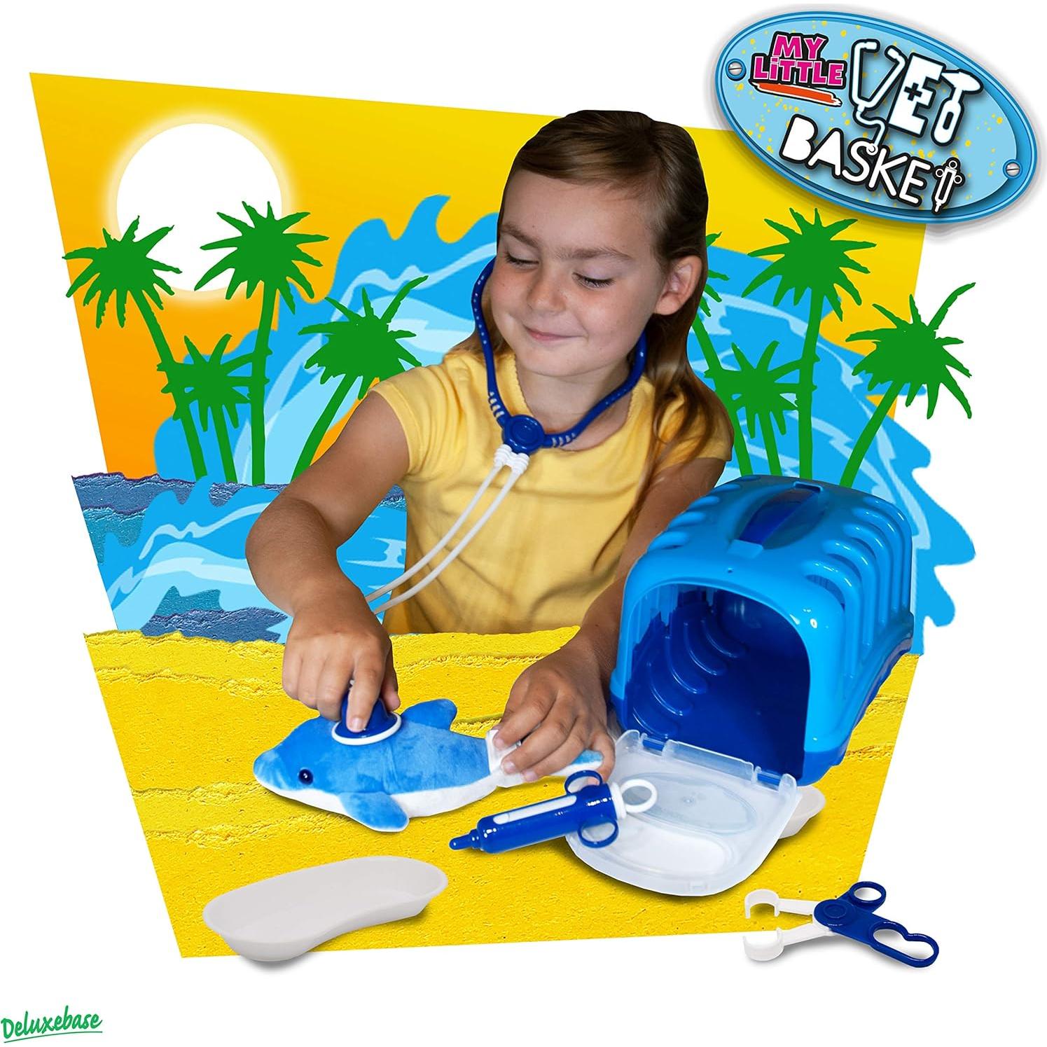 Kit de Doctor Veterinario Deluxebase con Delfín de Peluche 21x15x15cm