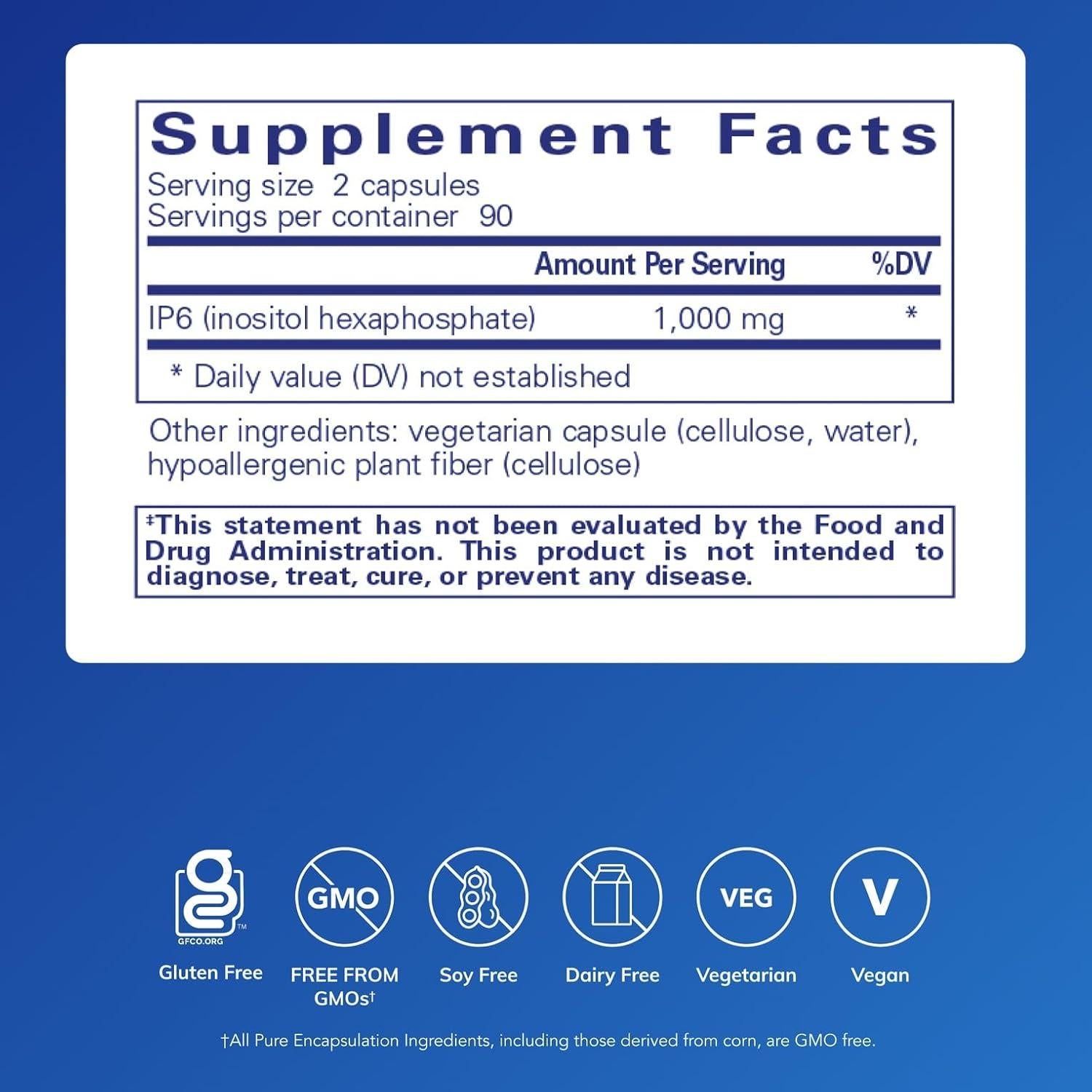 Cápsulas Antioxidantes IP6 Pure Encapsulations 180 Unidades