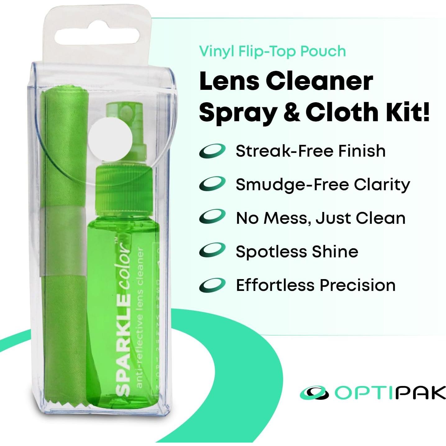 Kit de limpieza de lentes OPTIPAK con 4 botellas y paños
