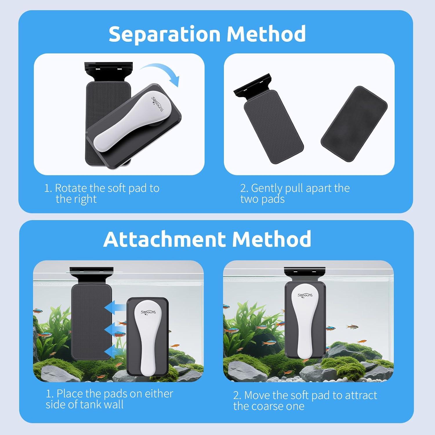 Limpiador Magnético de Vidrio para Acuario SEAOURA M 12mm