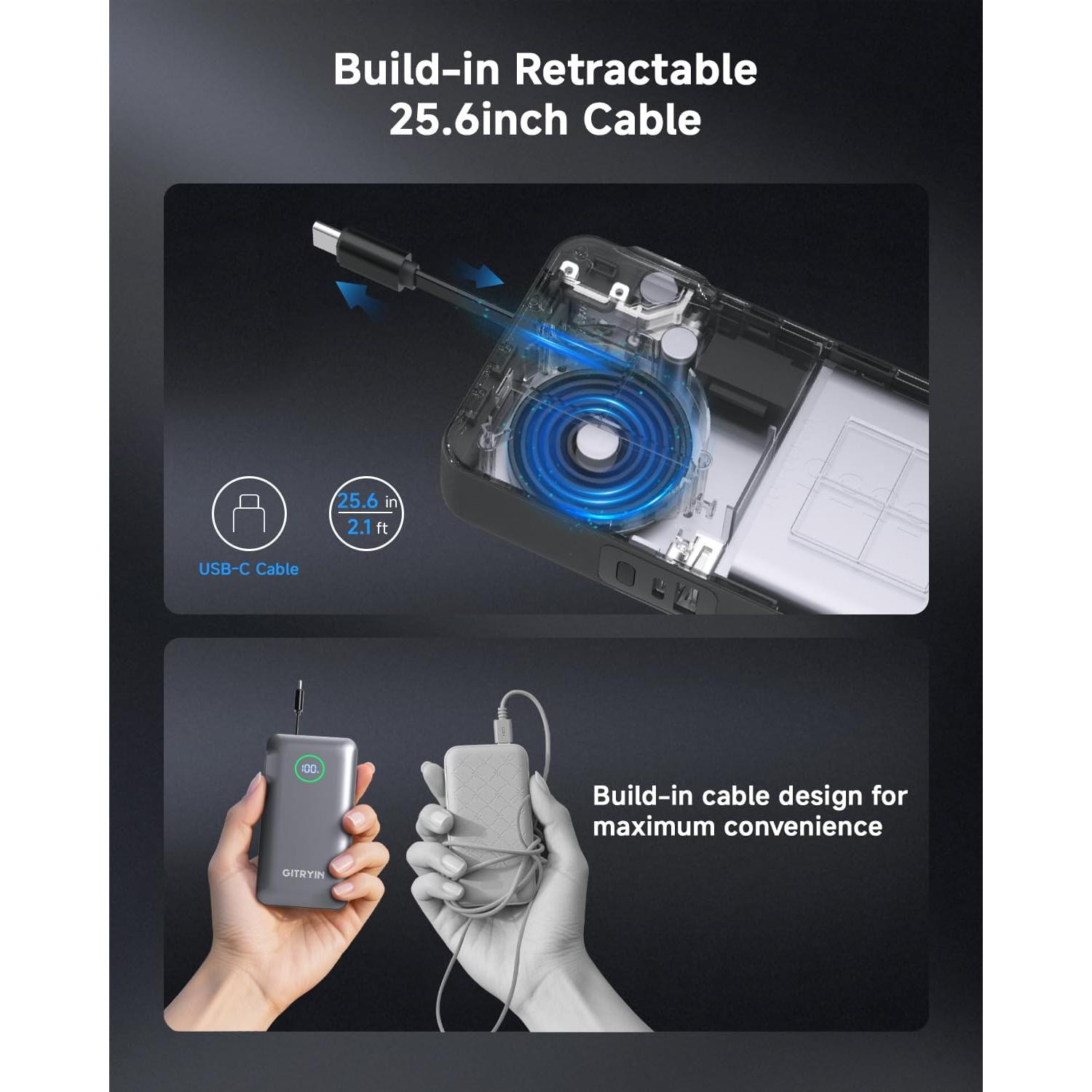 Banco de Energía 10000mAh Gitryin Type-C 12 en 1 Carga Rápida