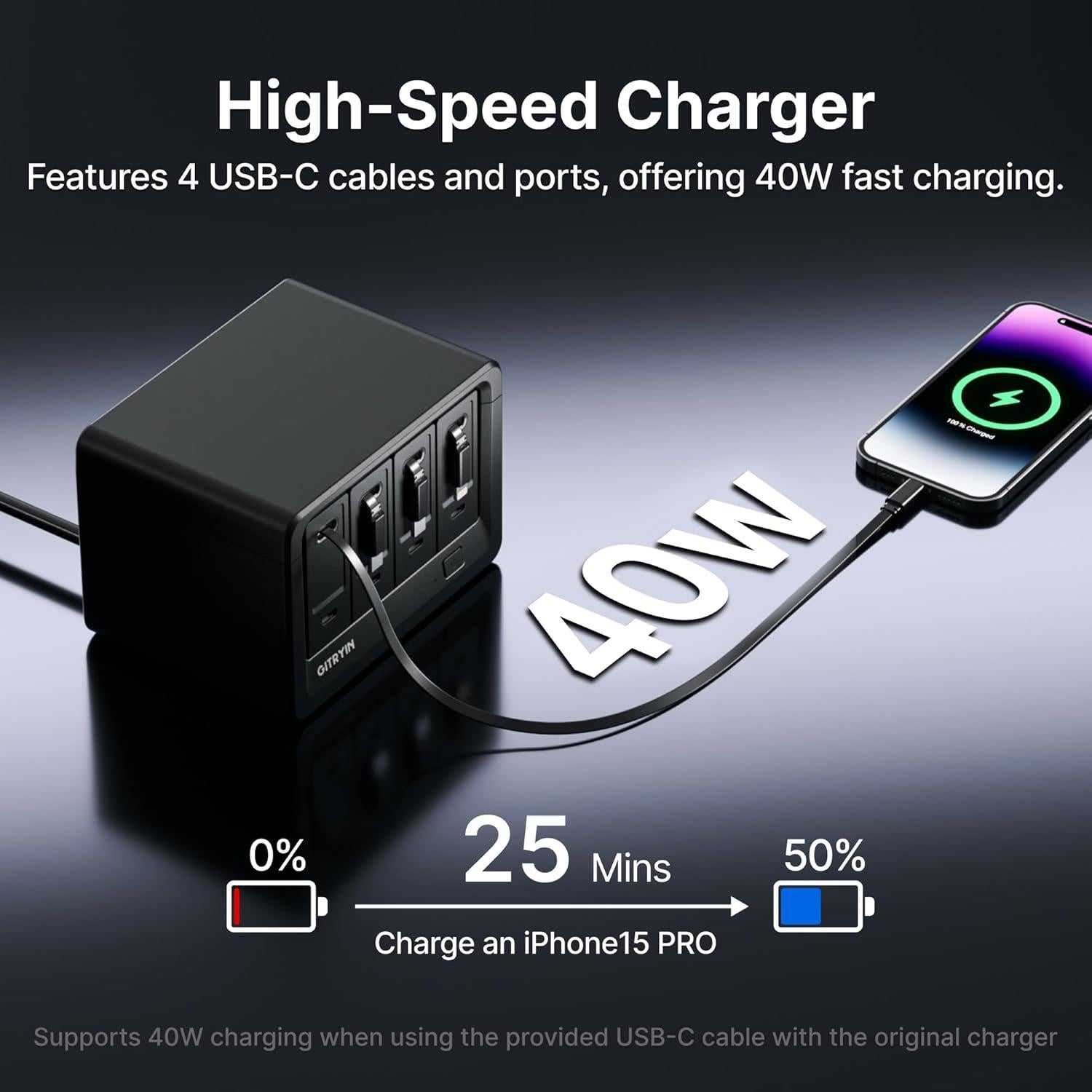 Banco de Energía 10000mAh Gitryin Type-C 12 en 1 Carga Rápida