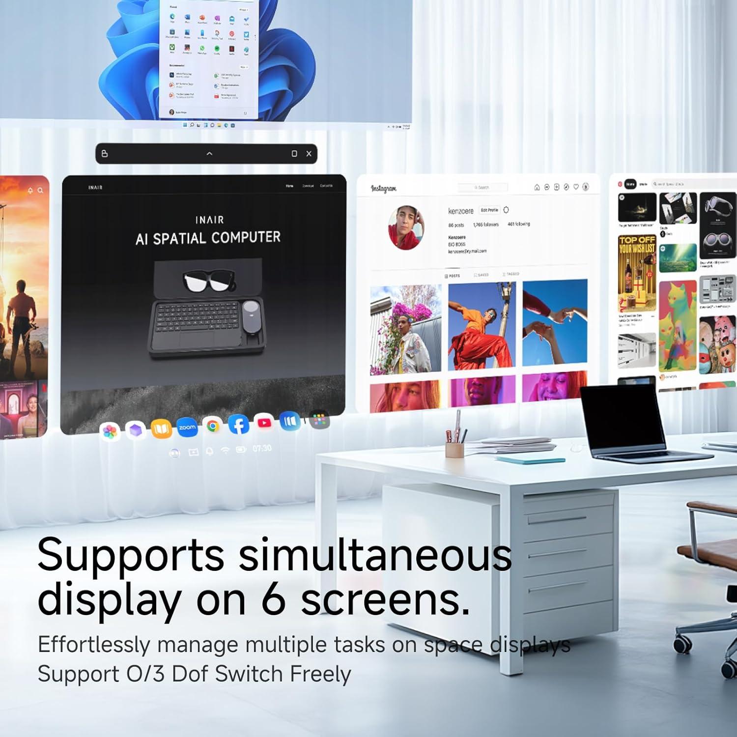 INAIR Pod Gafas AR + Ratón 3DoF para Entretenimiento y Trabajo