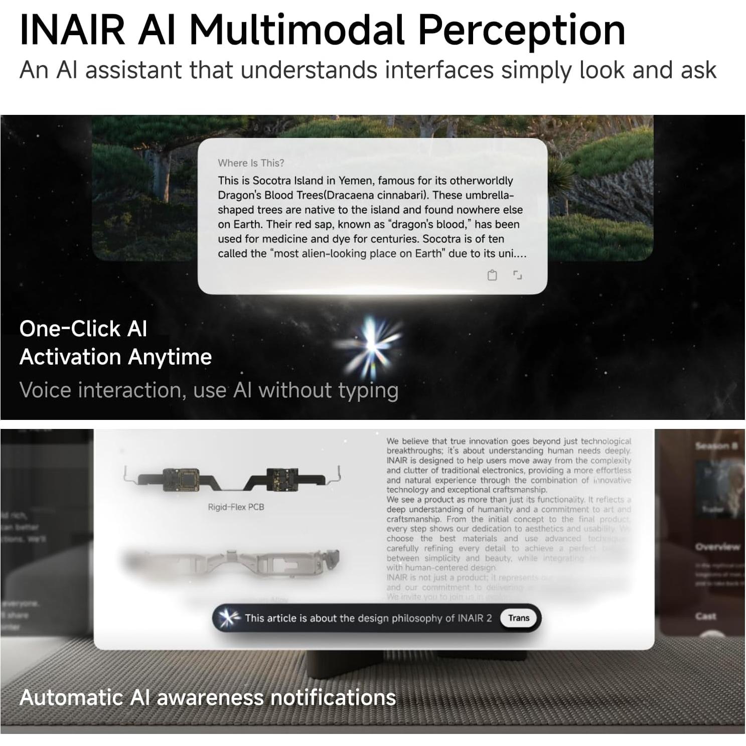 INAIR Pod Gafas AR + Ratón 3DoF para Entretenimiento y Trabajo