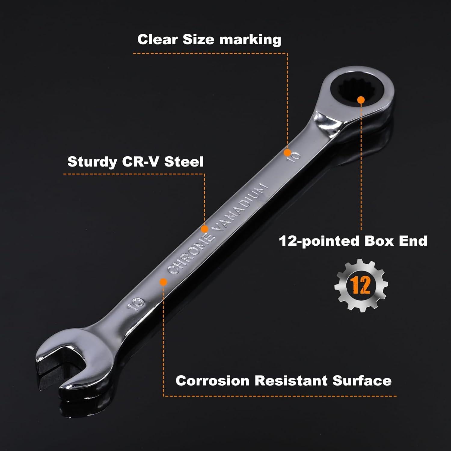 Juego de Llaves de Carraca 18 Piezas Egofine 6-24 mm Acero