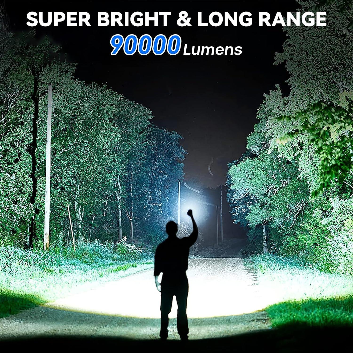 Linterna Recargable ALSTU 99,000 Lúmenes - 2 Paquete LED 7 Modos