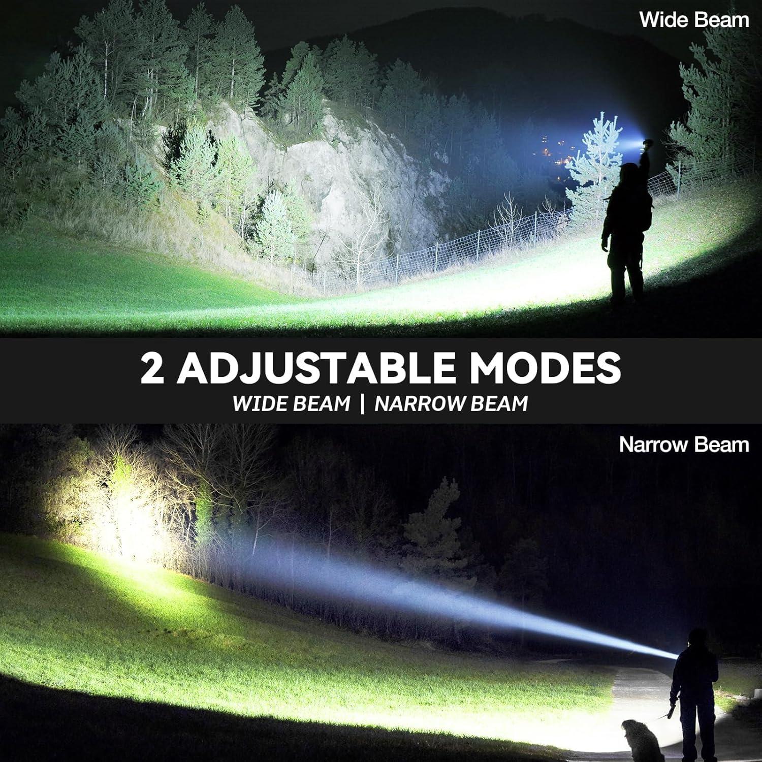 Linterna Recargable ALSTU 99,000 Lúmenes - 2 Paquete LED 7 Modos