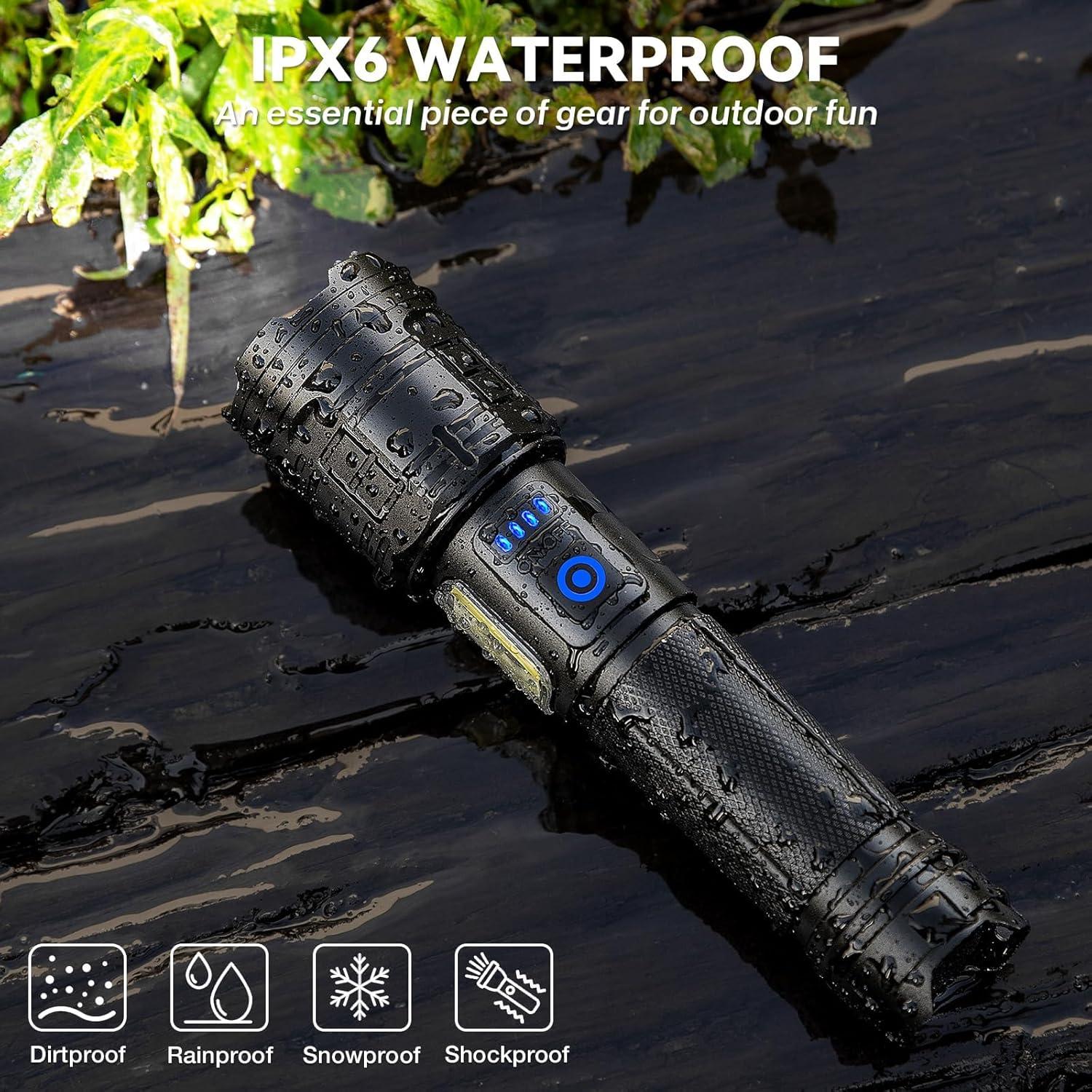 Linterna Recargable ALSTU 99,000 Lúmenes - 2 Paquete LED 7 Modos