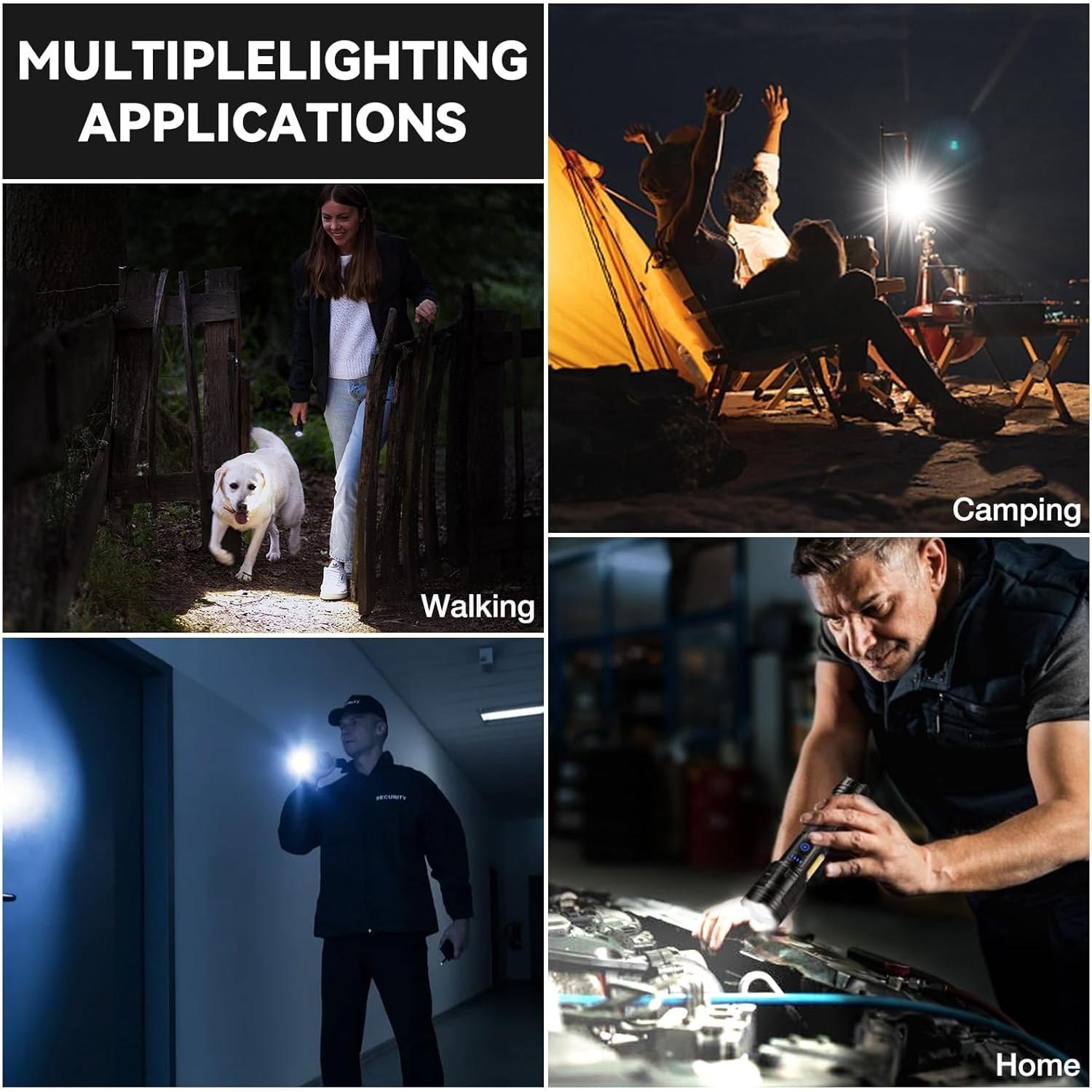 Linterna Recargable ALSTU 99,000 Lúmenes - 2 Paquete LED 7 Modos