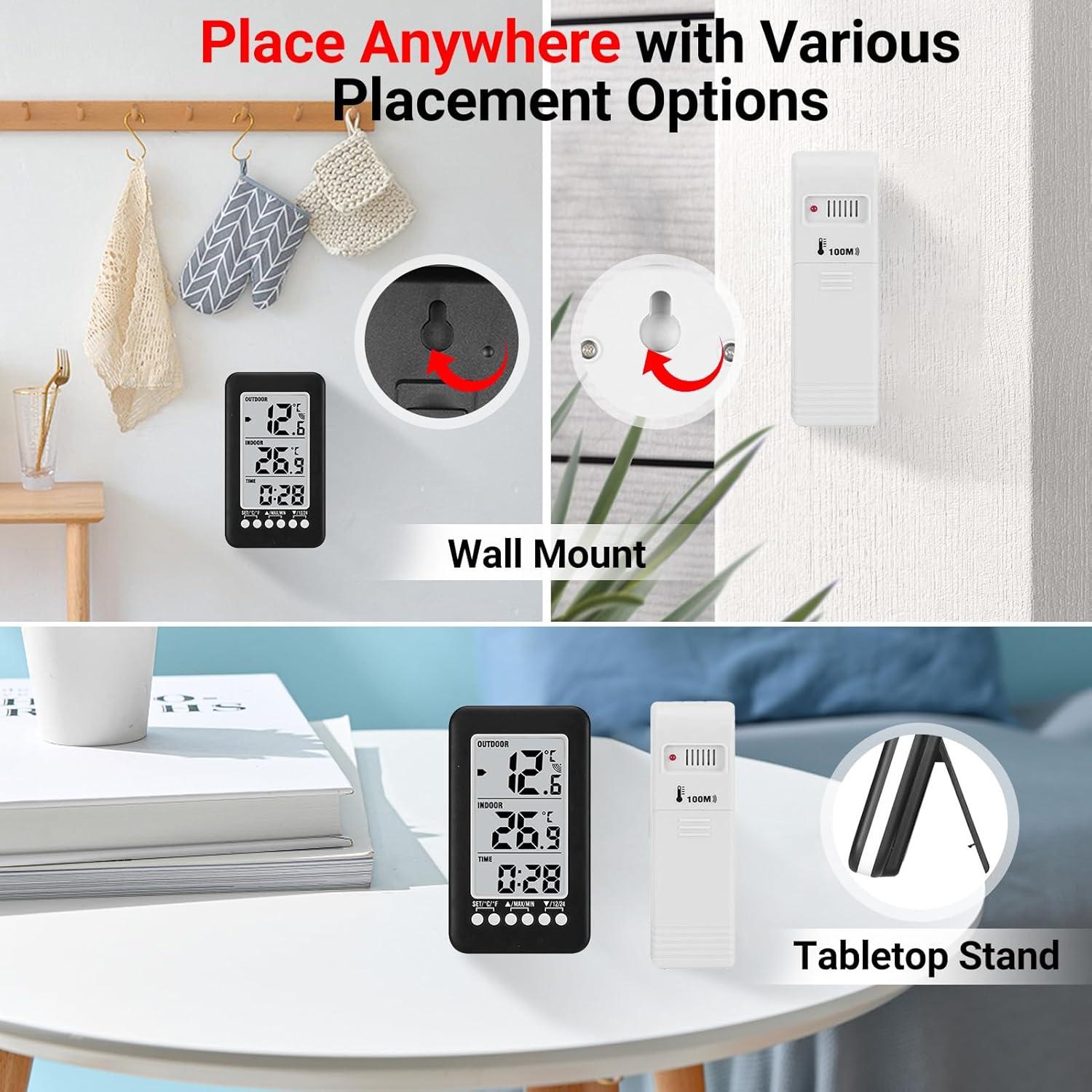 Termómetro Reloj Digital Inalámbrico Skyeen LCD Interior/Exterior