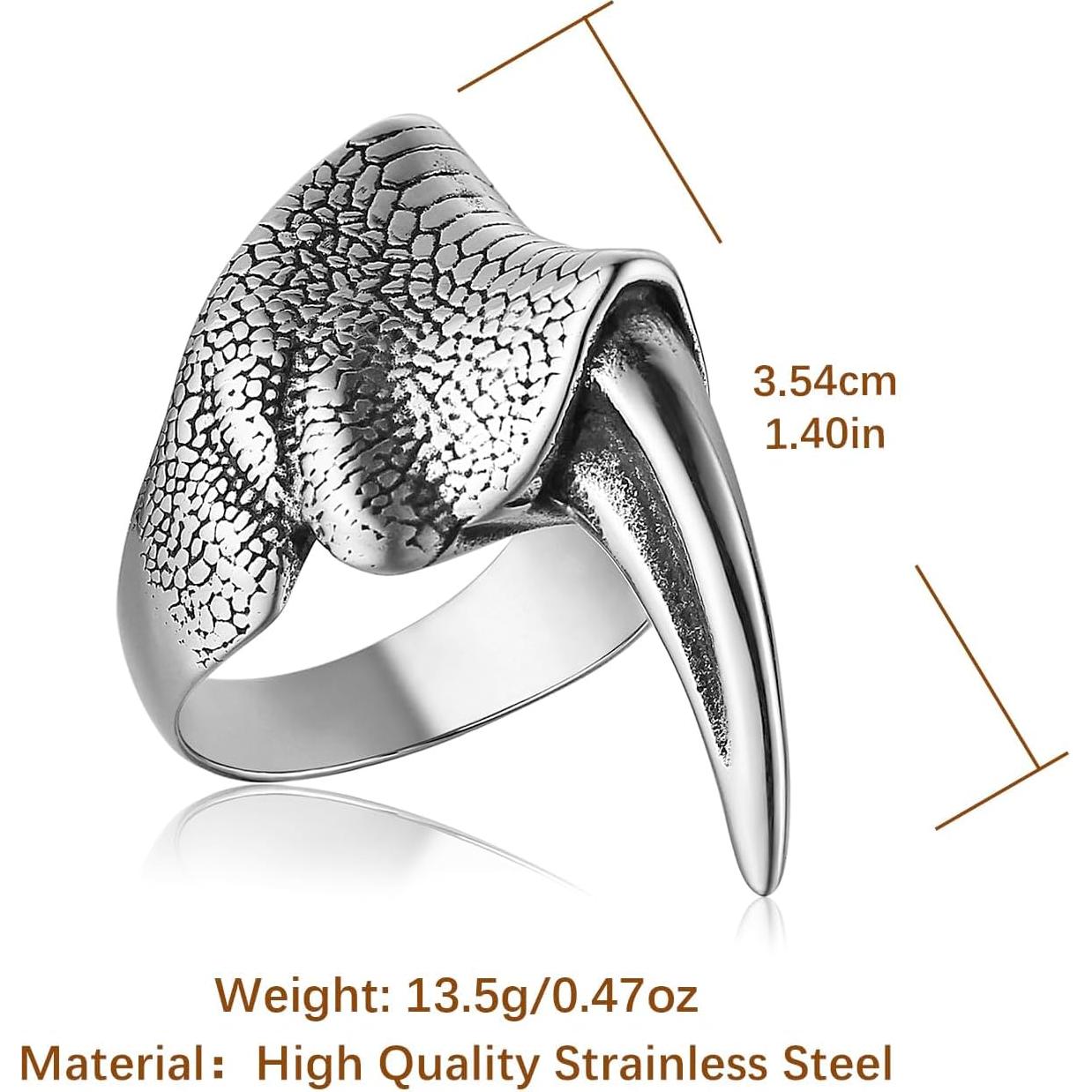 Anillo de Garra de Dragón HZMAN para Hombres en Acero Inoxidable
