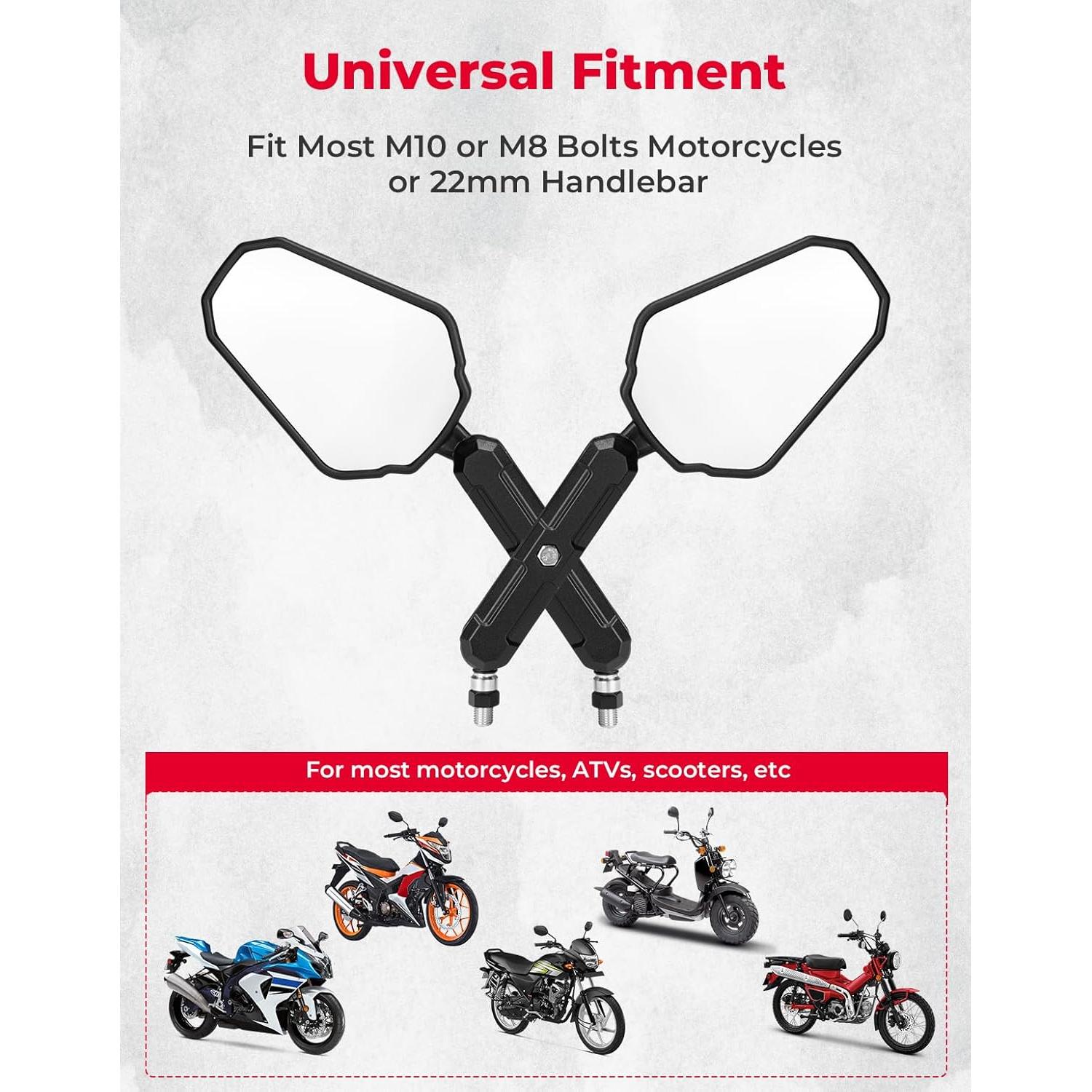 Espejos KEMIMOTO para Motocicleta M8 M10 Ajustables 360°