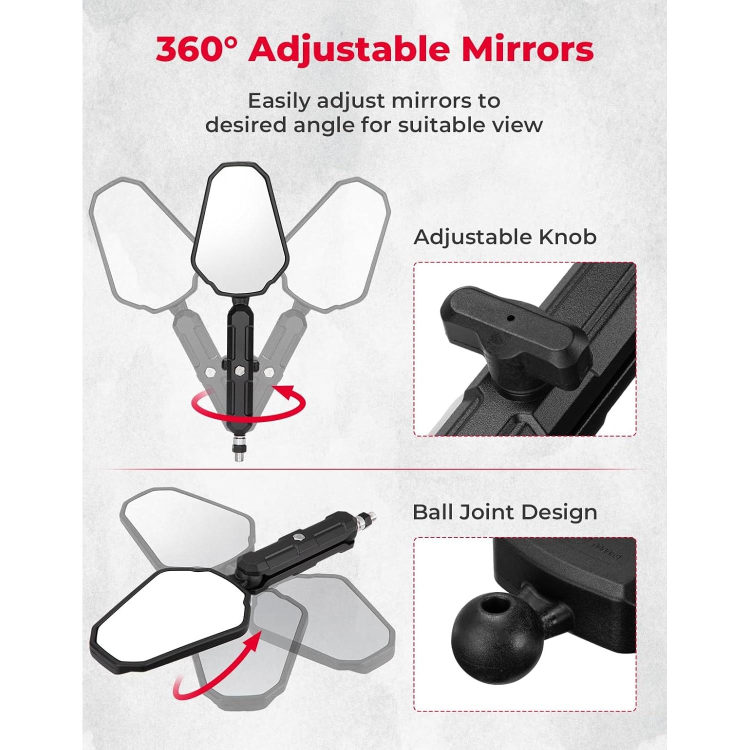 Espejos KEMIMOTO para Motocicleta M8 M10 Ajustables 360°