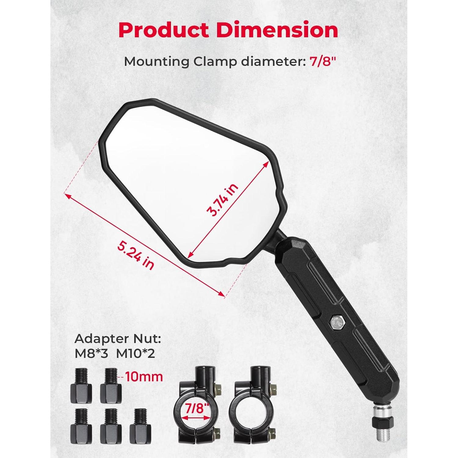 Espejos KEMIMOTO para Motocicleta M8 M10 Ajustables 360°