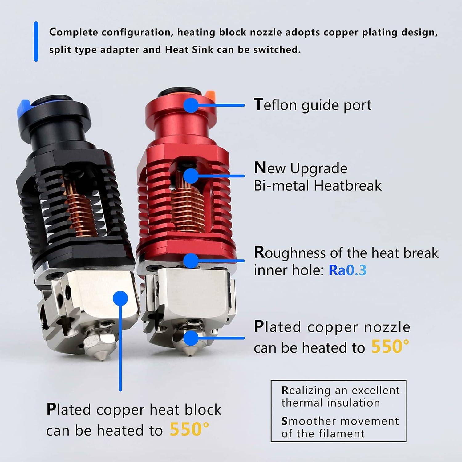 Hotend Red Lizard K1 V6 Cobre Chapado 0.4mm Compatible 3D