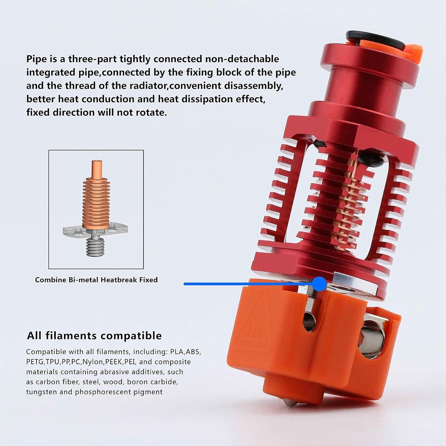 Hotend Red Lizard K1 V6 Cobre Chapado 0.4mm Compatible 3D
