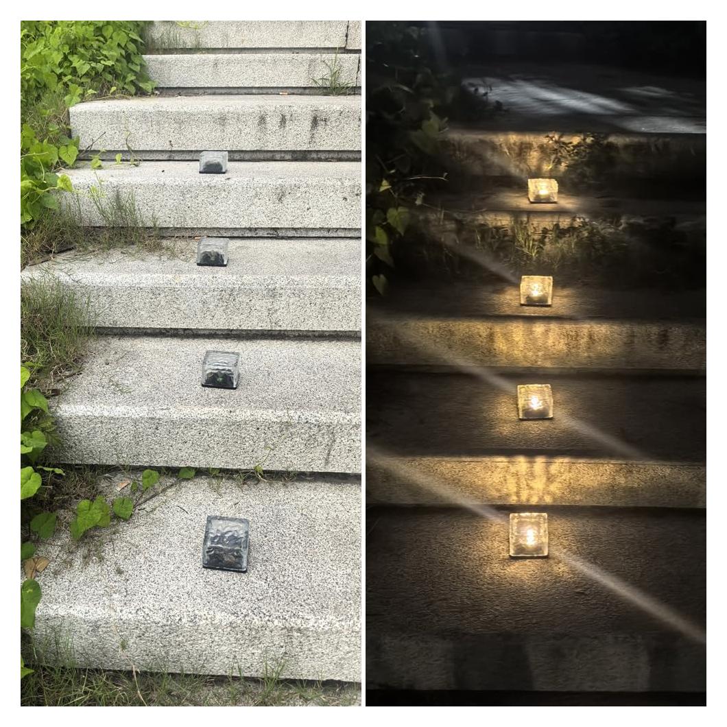 4 Paquetes de Luces de Ladrillos de Hielo Solar LED YZYOE