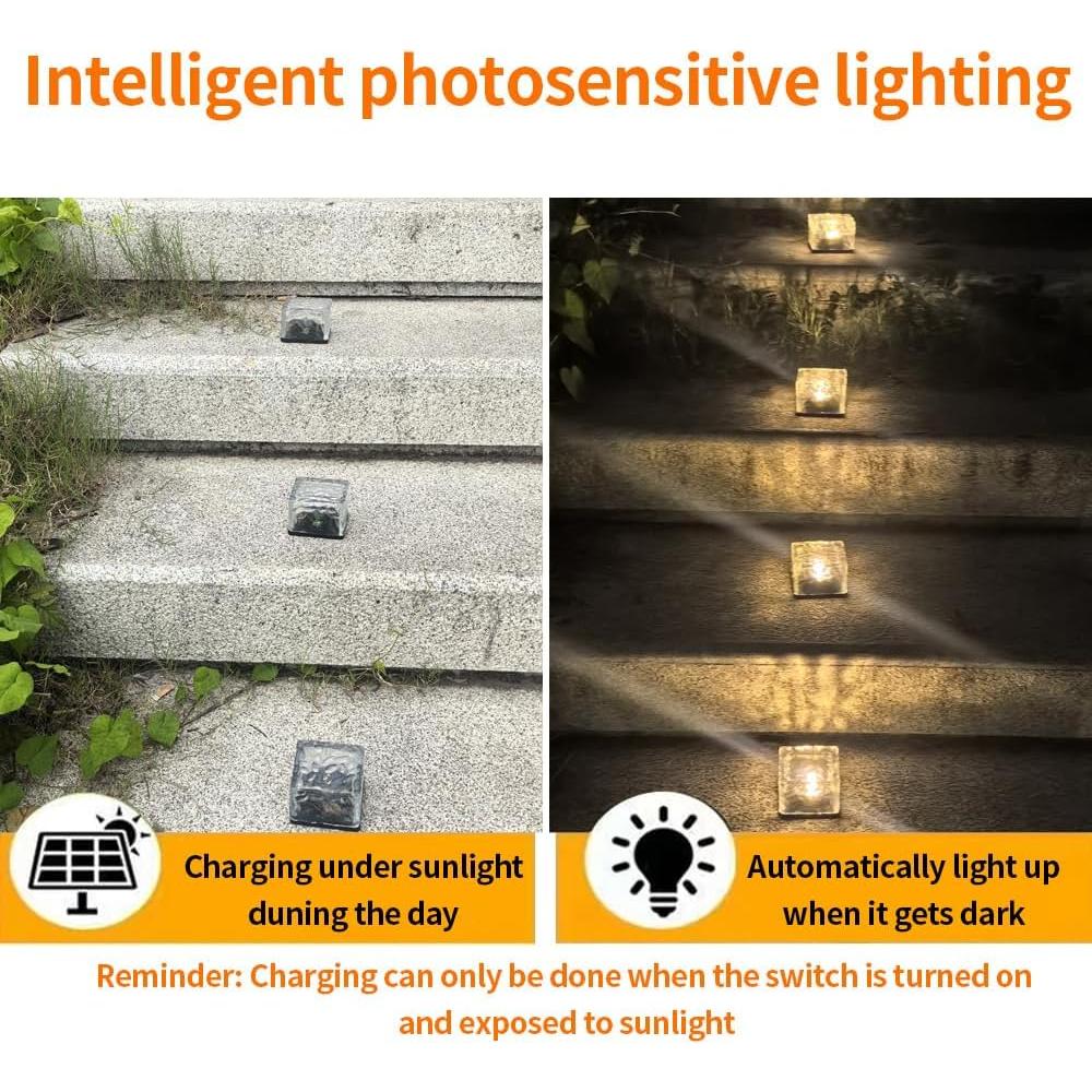 4 Paquetes de Luces de Ladrillos de Hielo Solar LED YZYOE