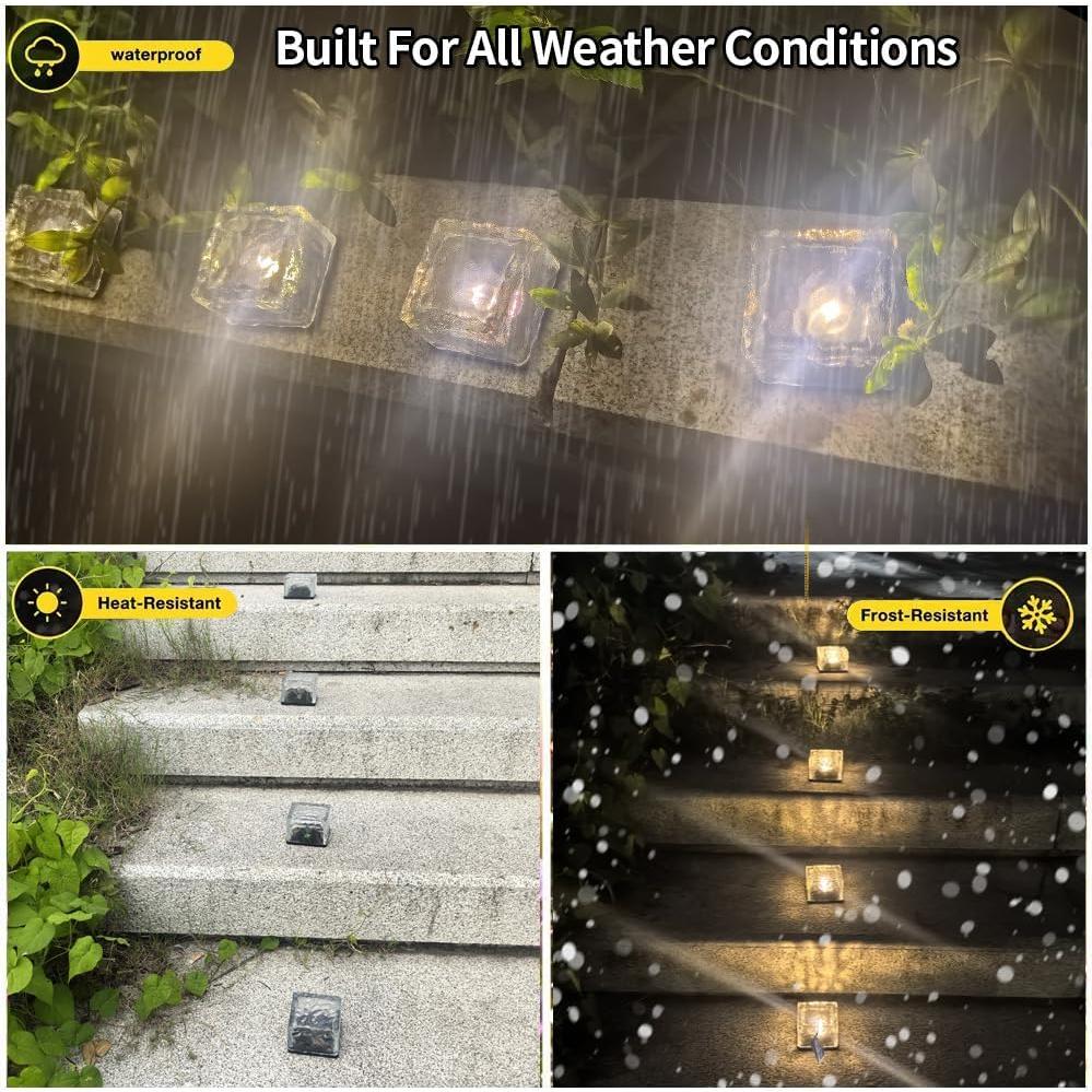 4 Paquetes de Luces de Ladrillos de Hielo Solar LED YZYOE
