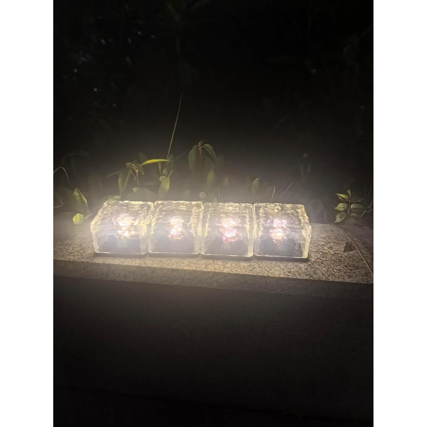 4 Paquetes de Luces de Ladrillos de Hielo Solar LED YZYOE