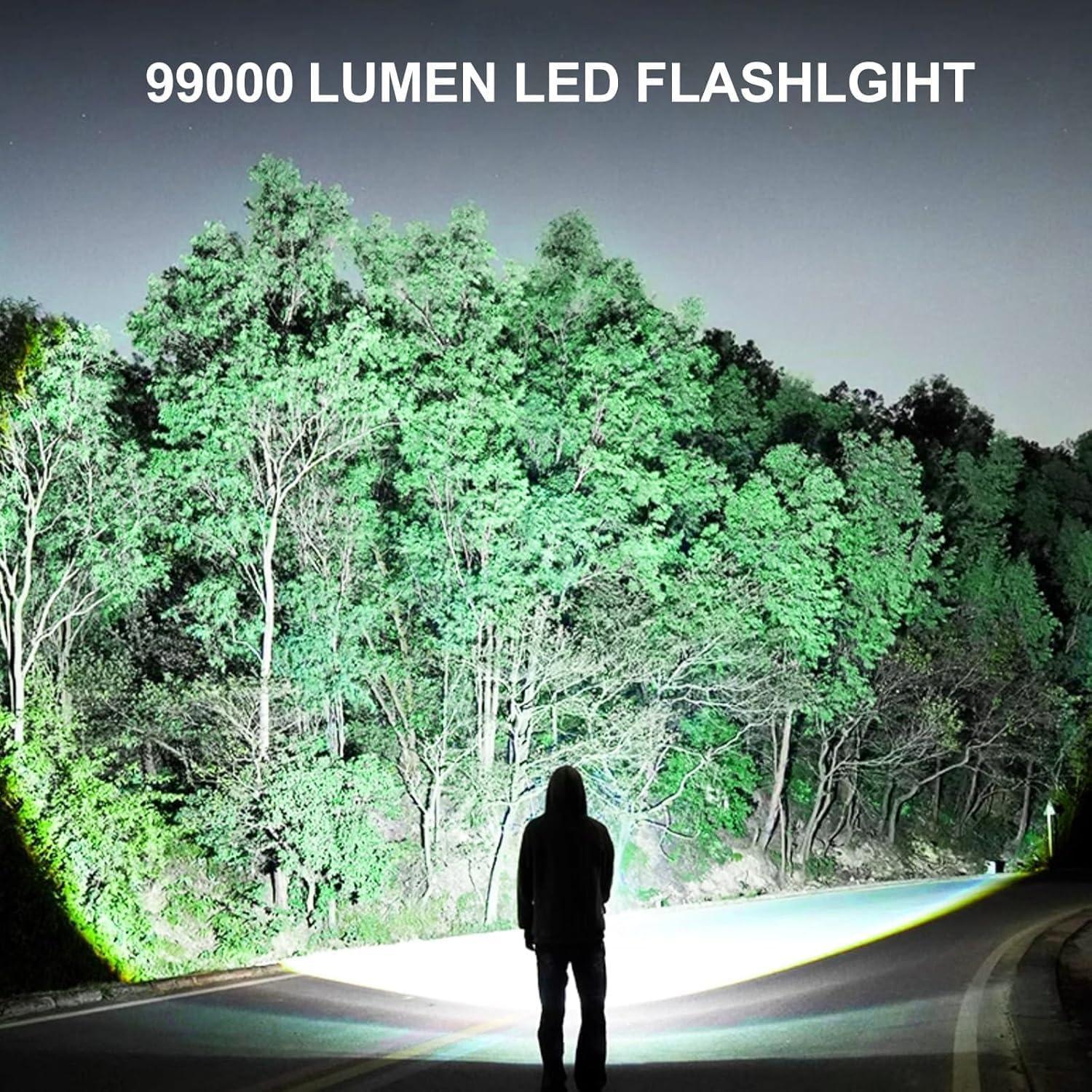 Linterna LED Recargable 99000 Lúmenes IPX7 2 Piezas