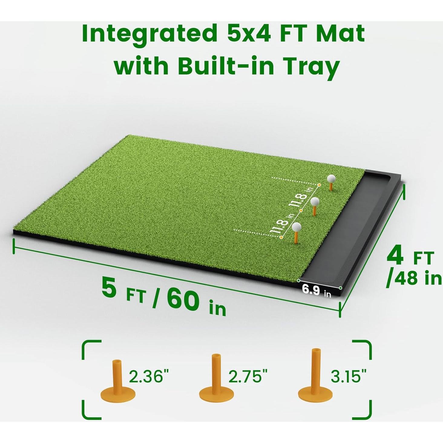 Alfombra de Golf Plegable Golfpar 5x1.52m con Bandeja y 3 Tees