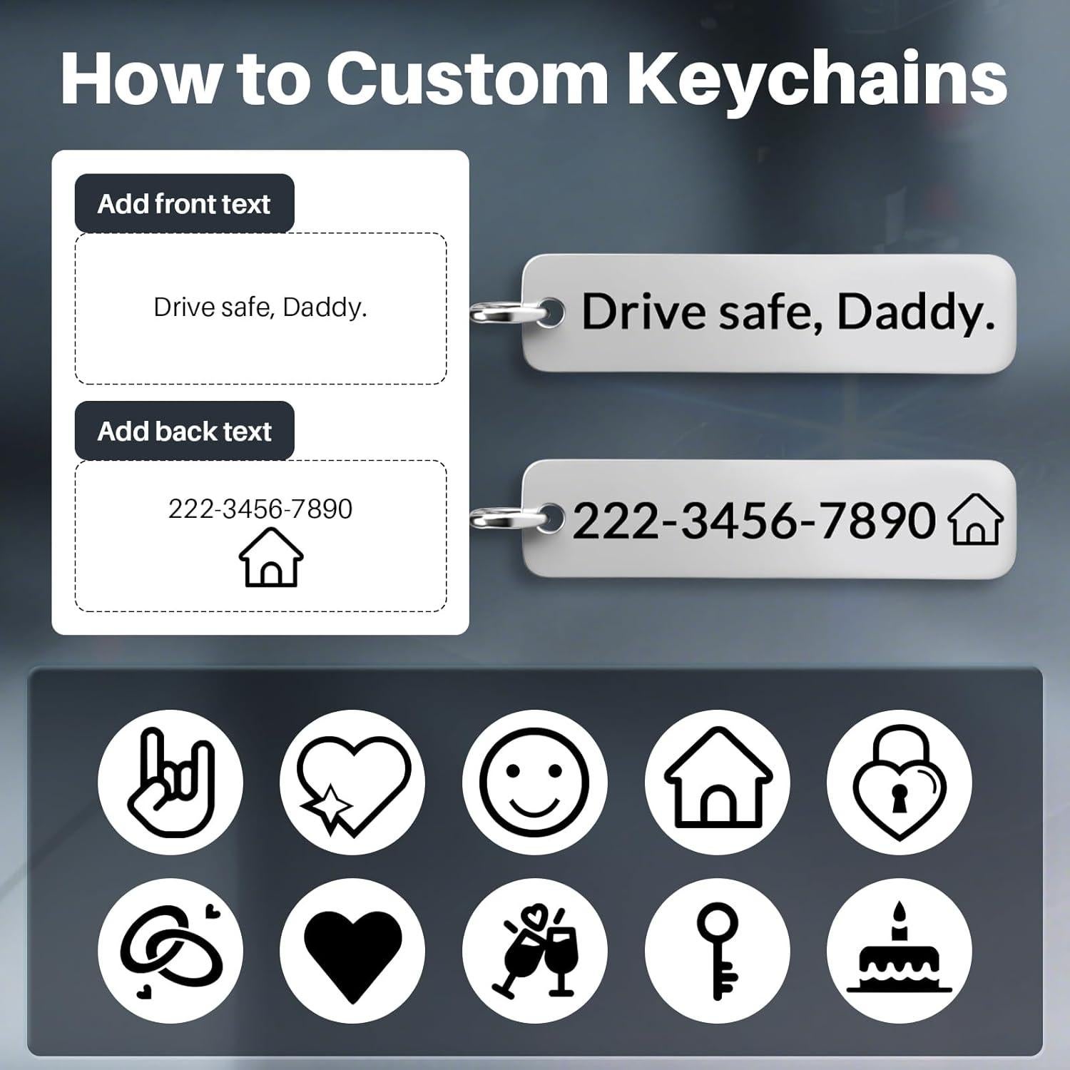 Llave Personalizada de Acero Inoxidable JUBOPE - Grabado Doble Cara