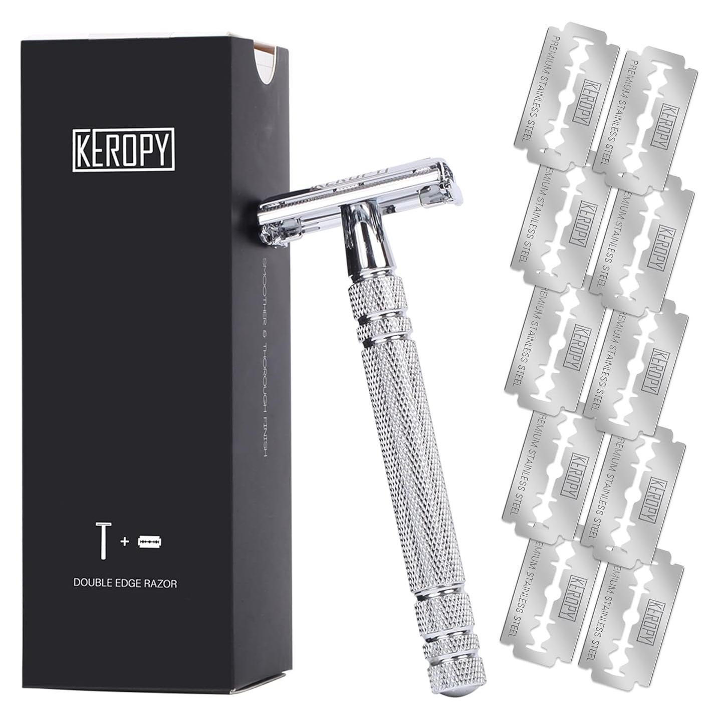 Razor de Seguridad Mariposa Keropy - Acero Inoxidable, 10 Cuchillas