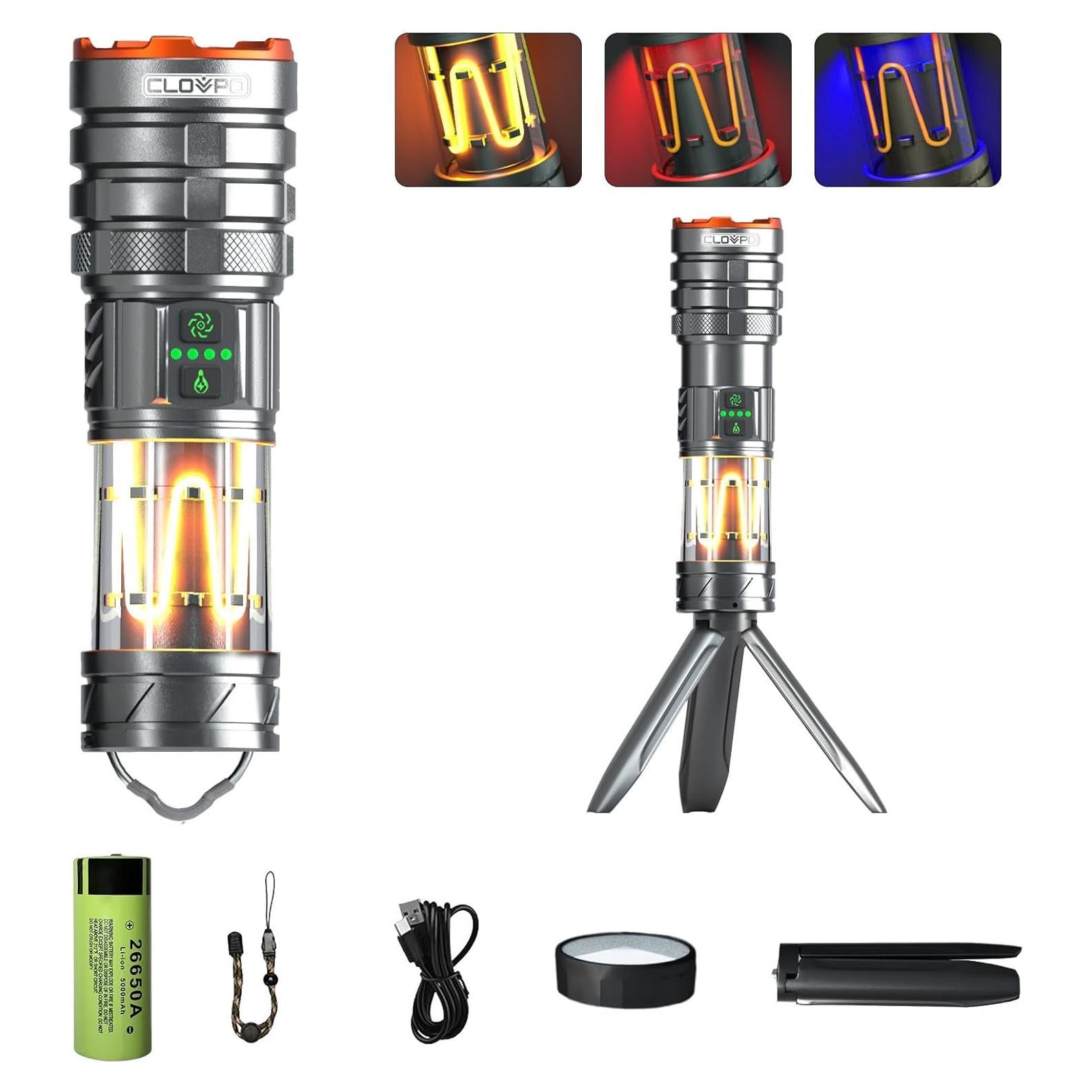 Linterna Táctica Recargable CLOVPO YS-1 10000 Lúmenes 11 Modos