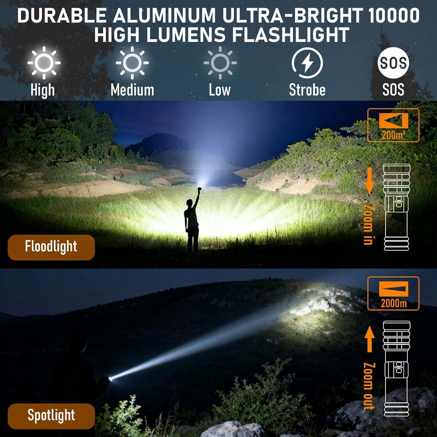 Linterna Táctica Recargable CLOVPO YS-1 10000 Lúmenes 11 Modos