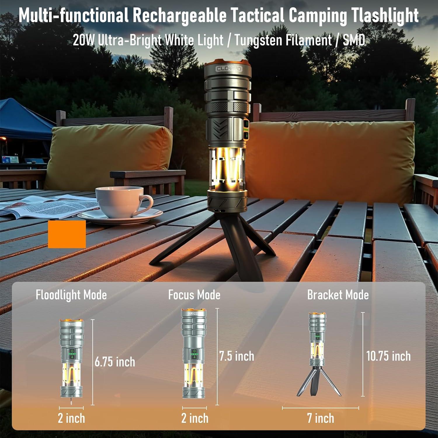 Linterna Táctica Recargable CLOVPO YS-1 10000 Lúmenes 11 Modos