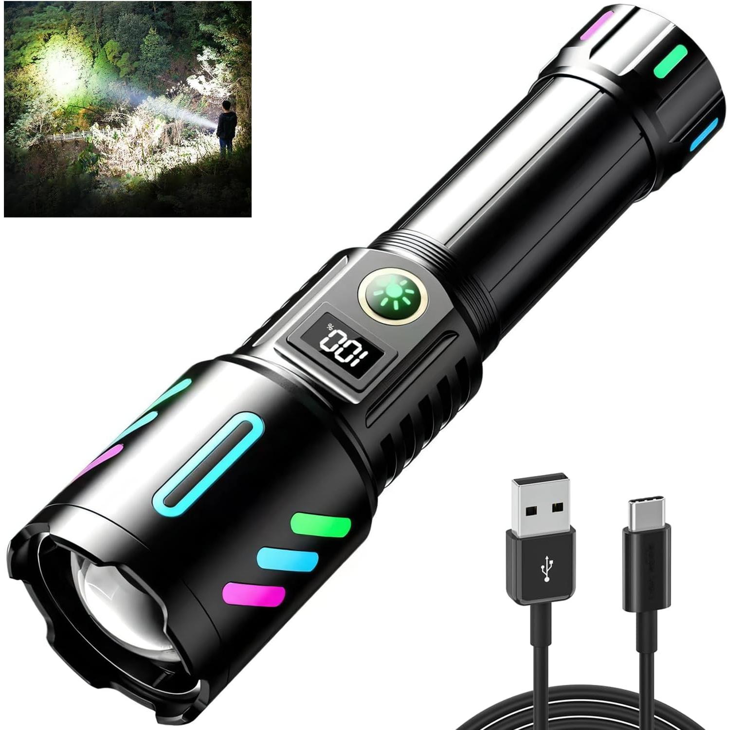 Linterna Recargable LED 990,000 Lúmenes IP67 Kwznob S15