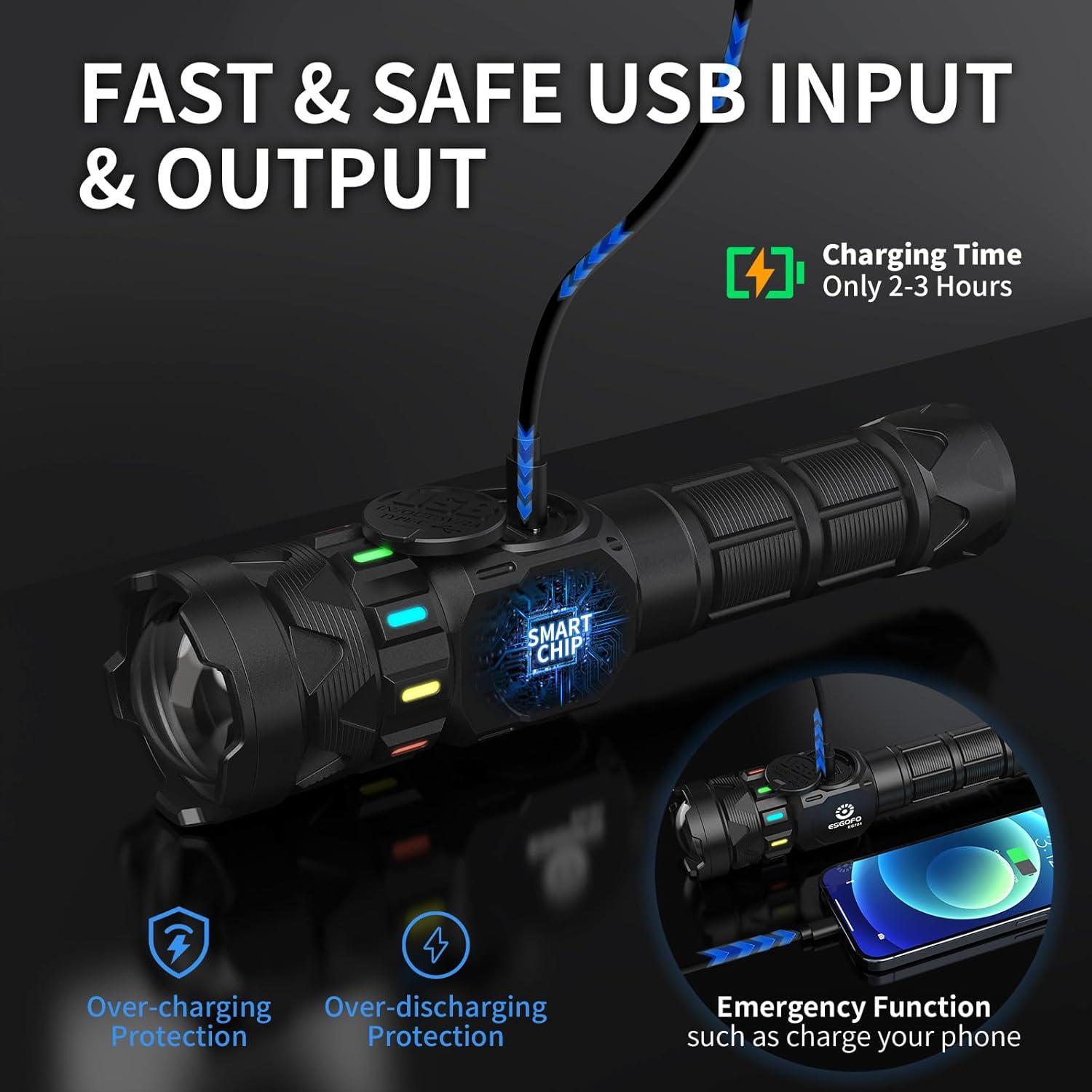 Linterna Recargable ESGOFO 10000 Lúmenes USB C 30h