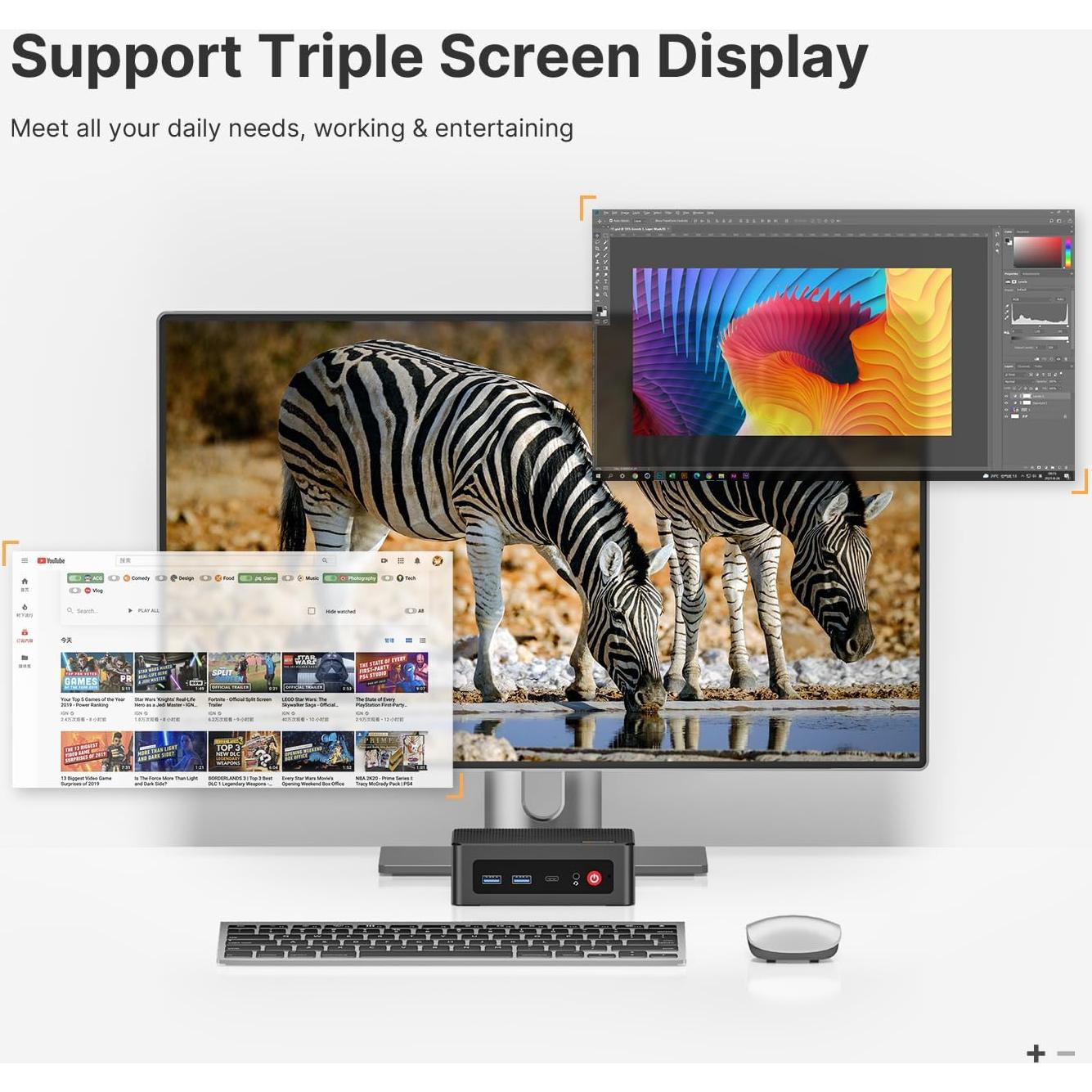 Mini PC BOSGAME E4 Ryzen 5 3550H 16GB 512GB 4K Triple Pantalla
