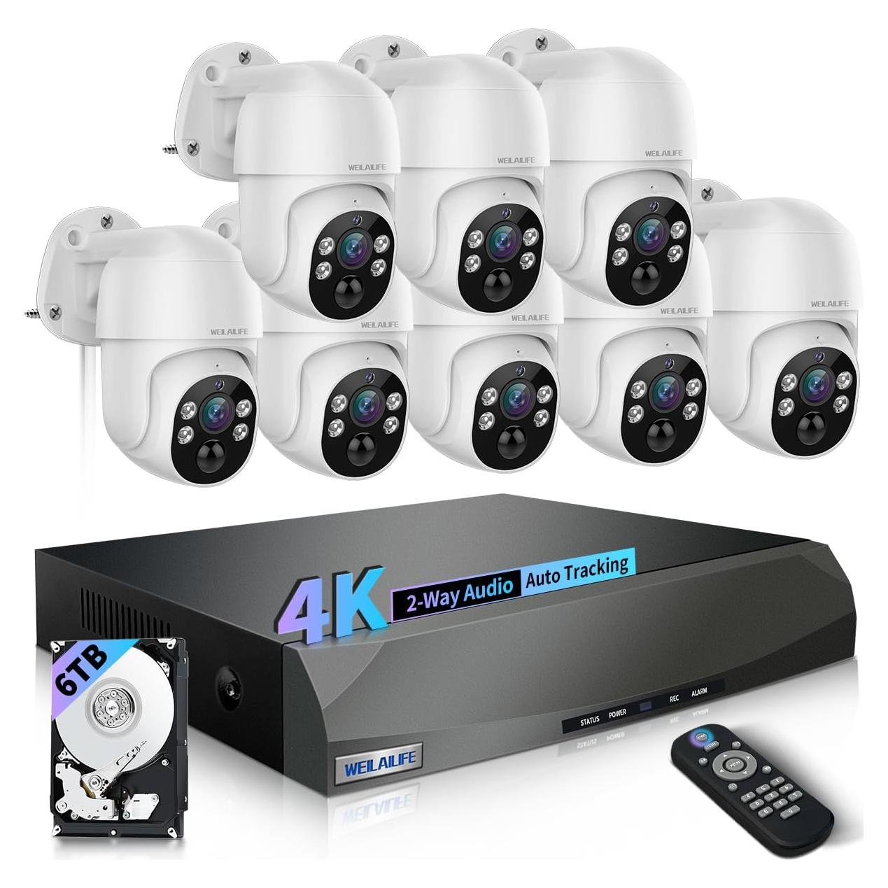 Sistema de Cámara de Seguridad WEILAILIFE 8MP 4K 90 Días