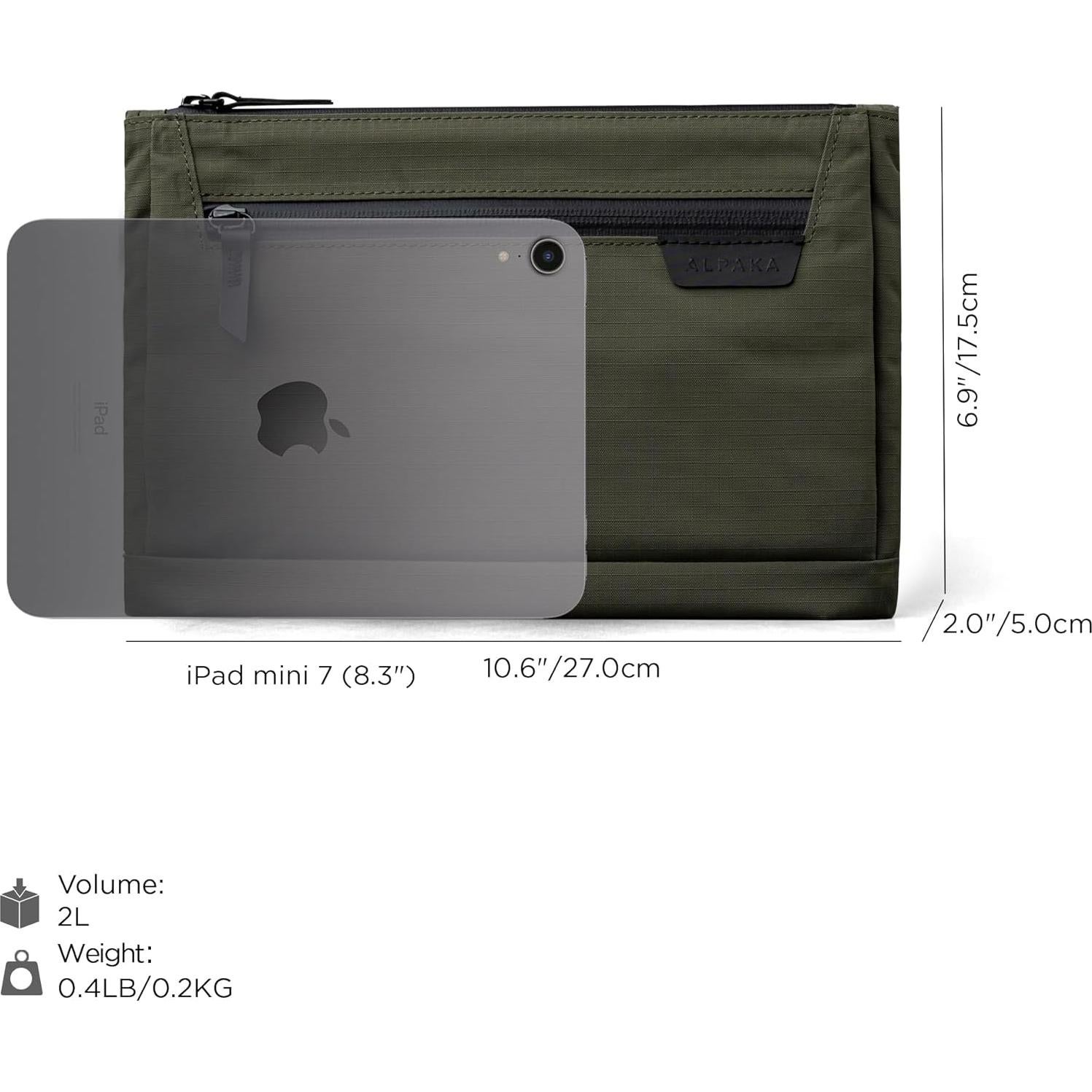 ALPAKA Zip Pouch Max V2 Verde 27x17.5cm Resistente al Agua