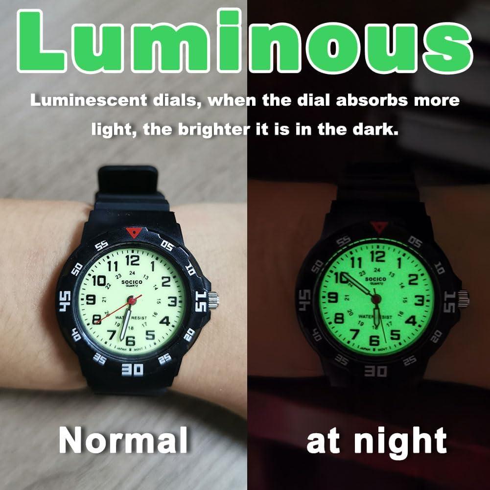 Reloj Analógico SOCICO para Niños 3-12 Años Impermeable