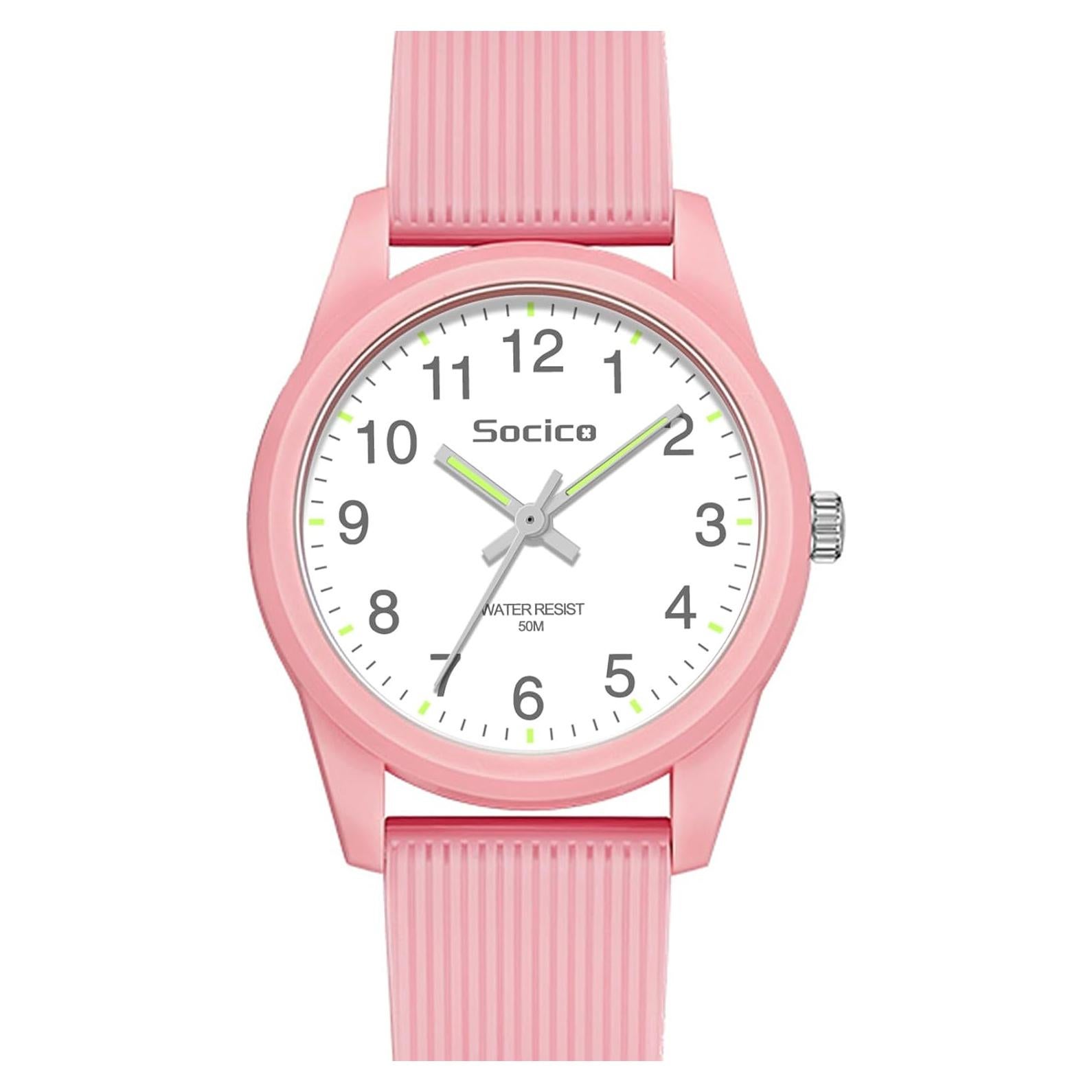 Reloj Analógico SOCICO para Niños Rosa 50M Impermeable