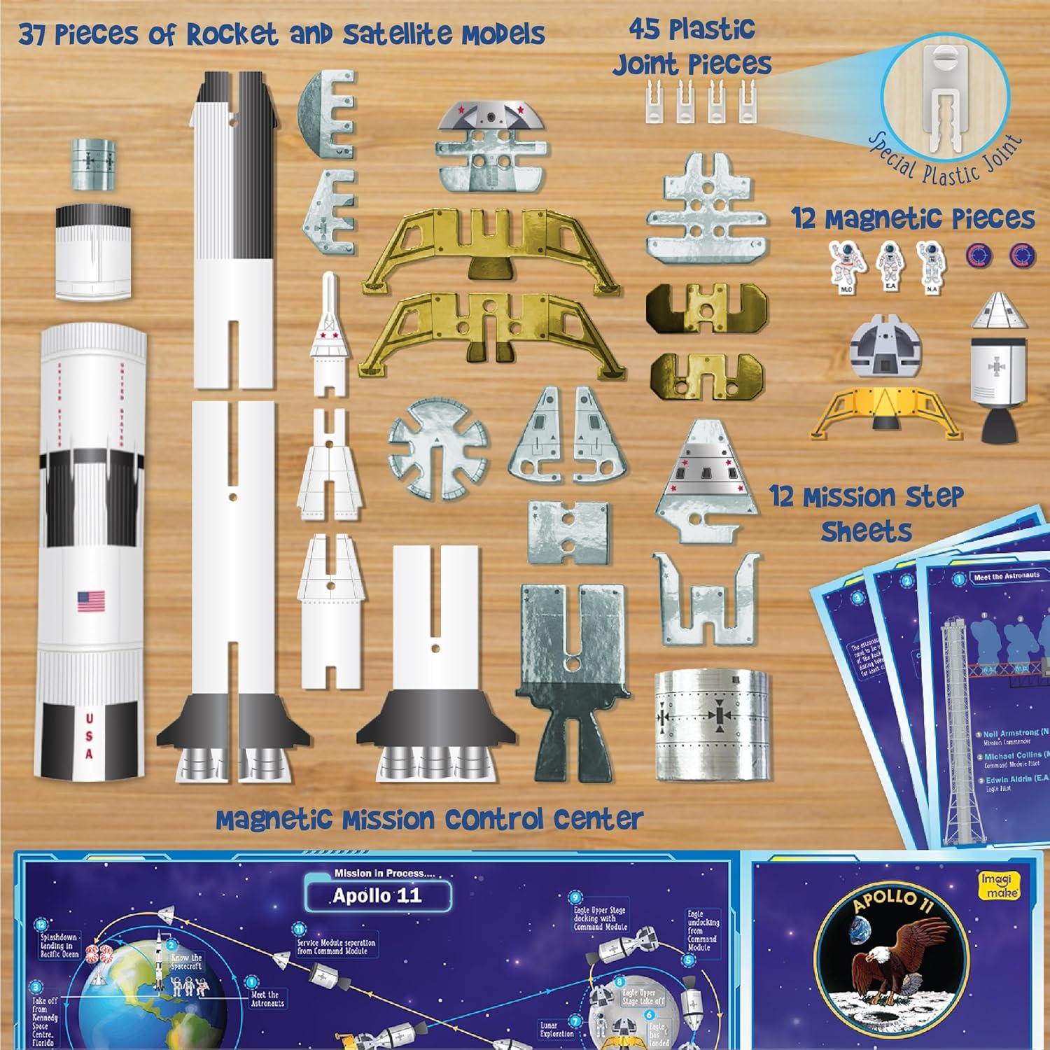Imagimake Mapology Man's Journey to Moon | NASA Mission Apollo 11 | Rocket & Satellite Model Making Set | Space Toys for ages 8-13 | Educational Science Kits for Kids Age 8-12 | Gifts for Boys & Girls
